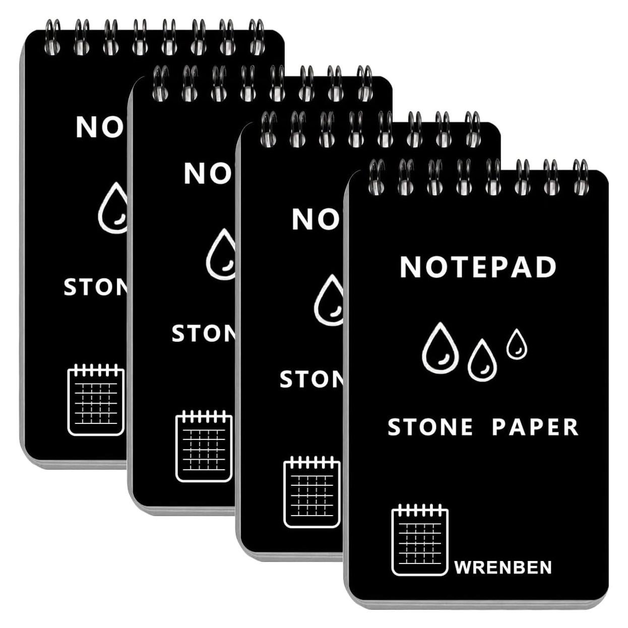 Cuaderno Espiral Impermeable WRENBEN 4PCS 7.62x12.7cm Negro