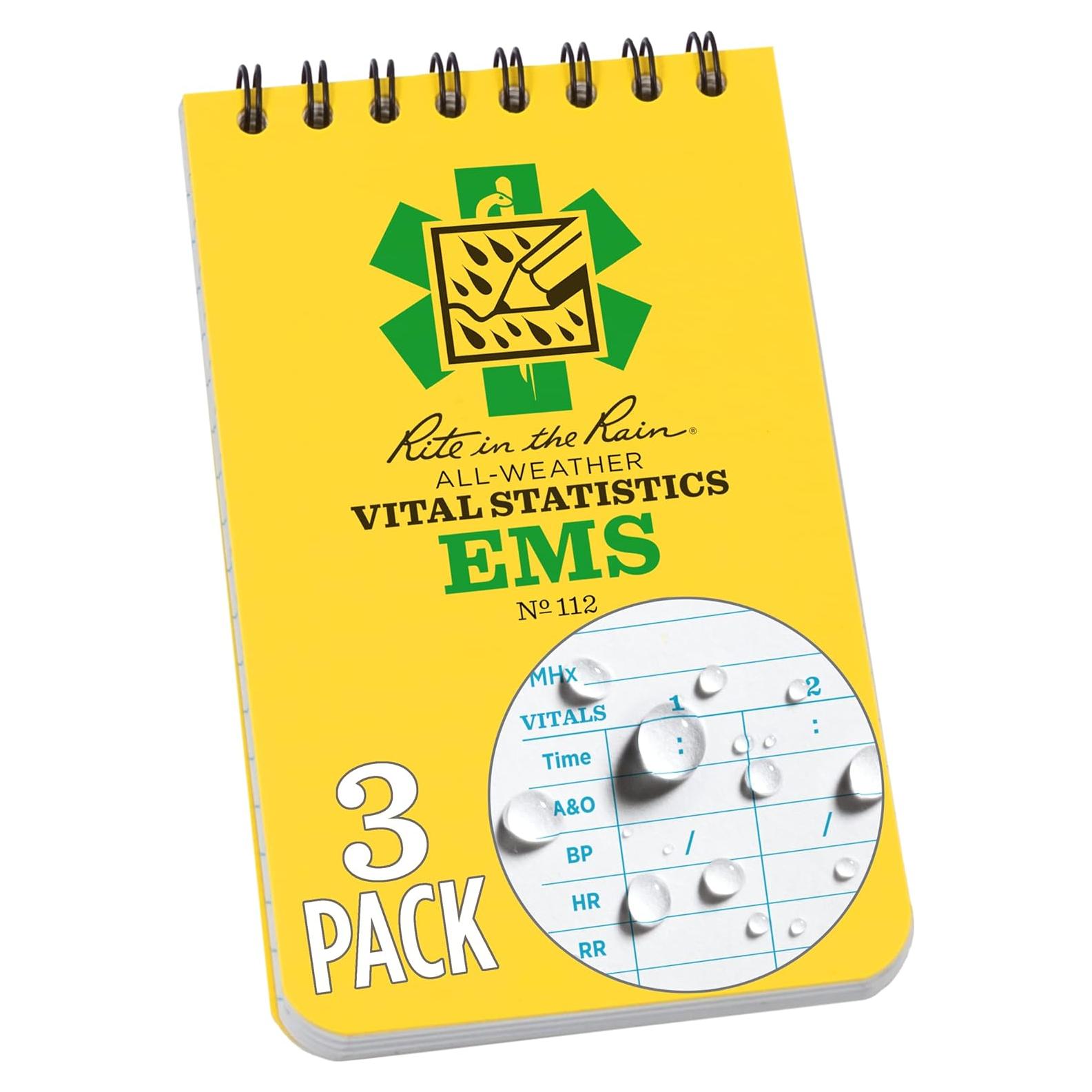 Cuaderno EMS Impermeable Rite in the Rain - Paquete de 3 Amarillo