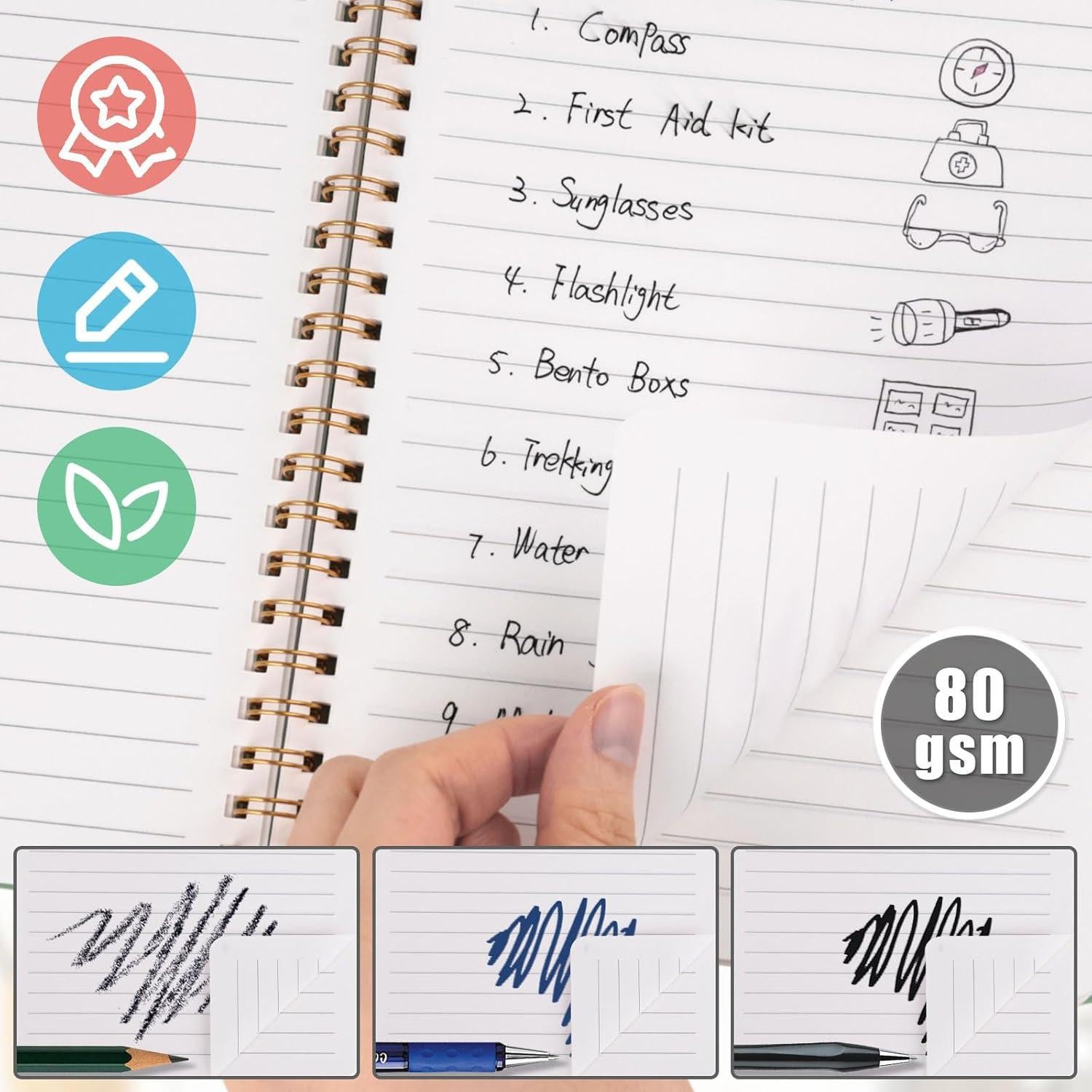 Cuaderno Espiral Koogel A5 Impermeable 60 Hojas Verde