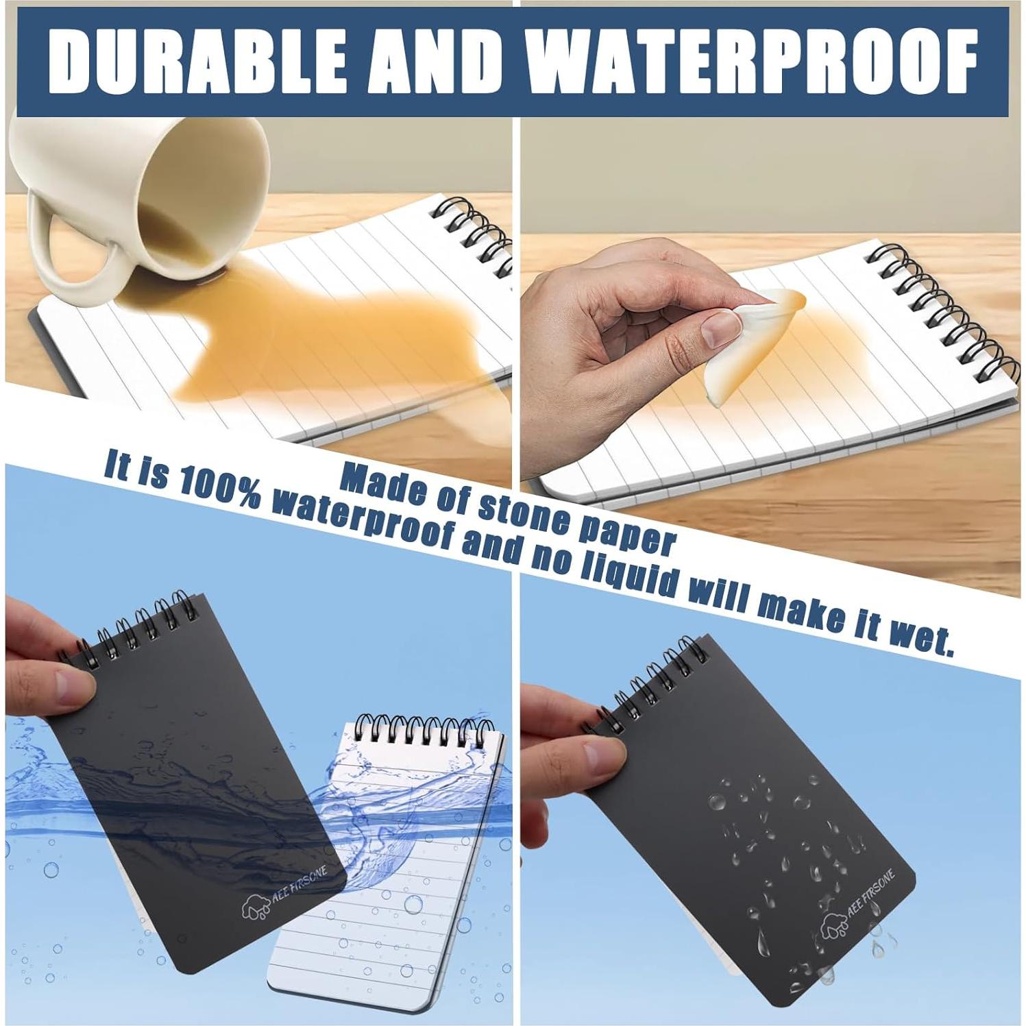 Paquete de 6 blocs de notas impermeables AEE FIRSONE 7.6x12.7cm