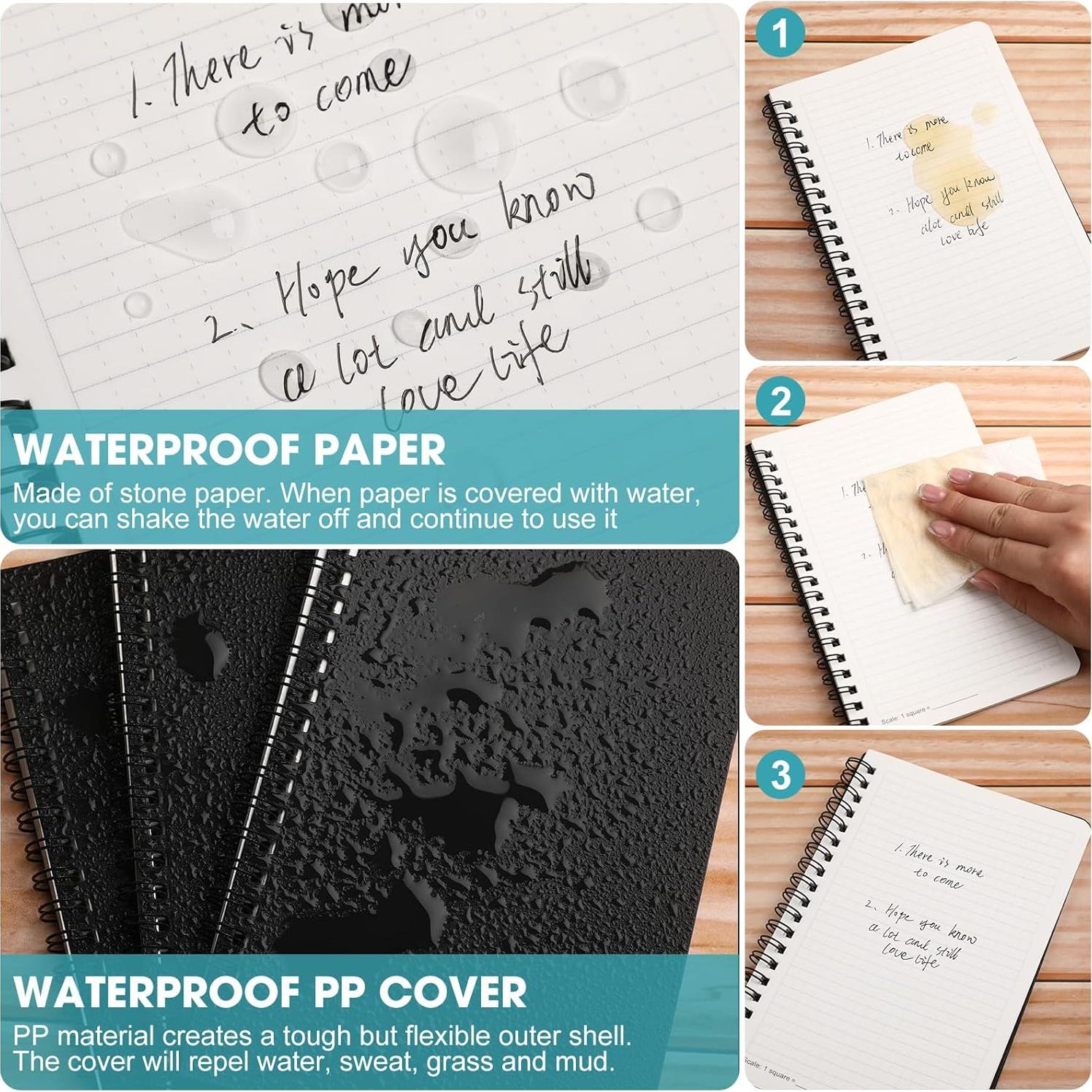 Cuadernos Impermeables Jetec 12 Pcs 5x7" Cuadrícula Negro