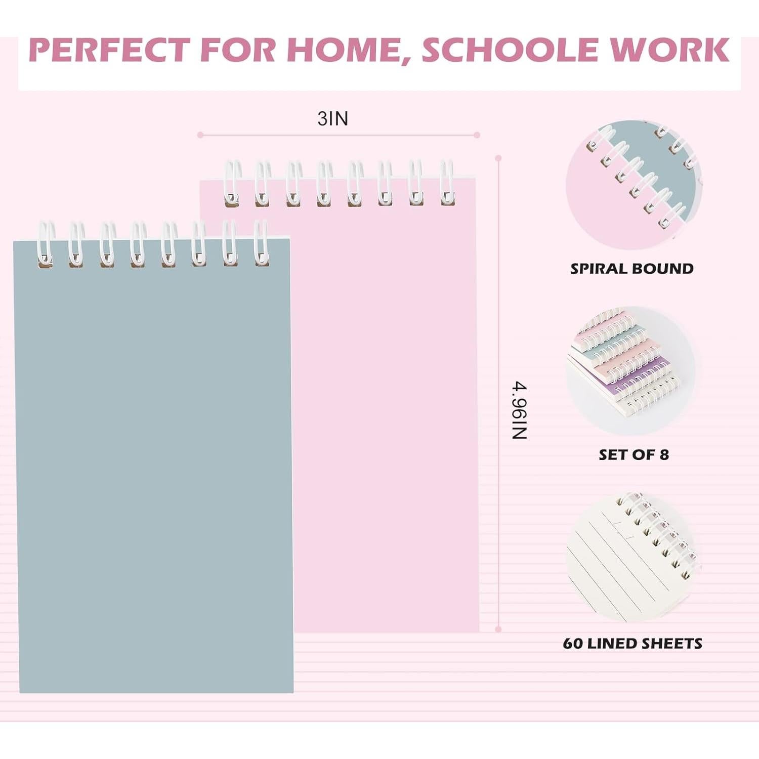 Cuadernos Espirales Ddaowanx 3x5 Rayados - 8 Colores