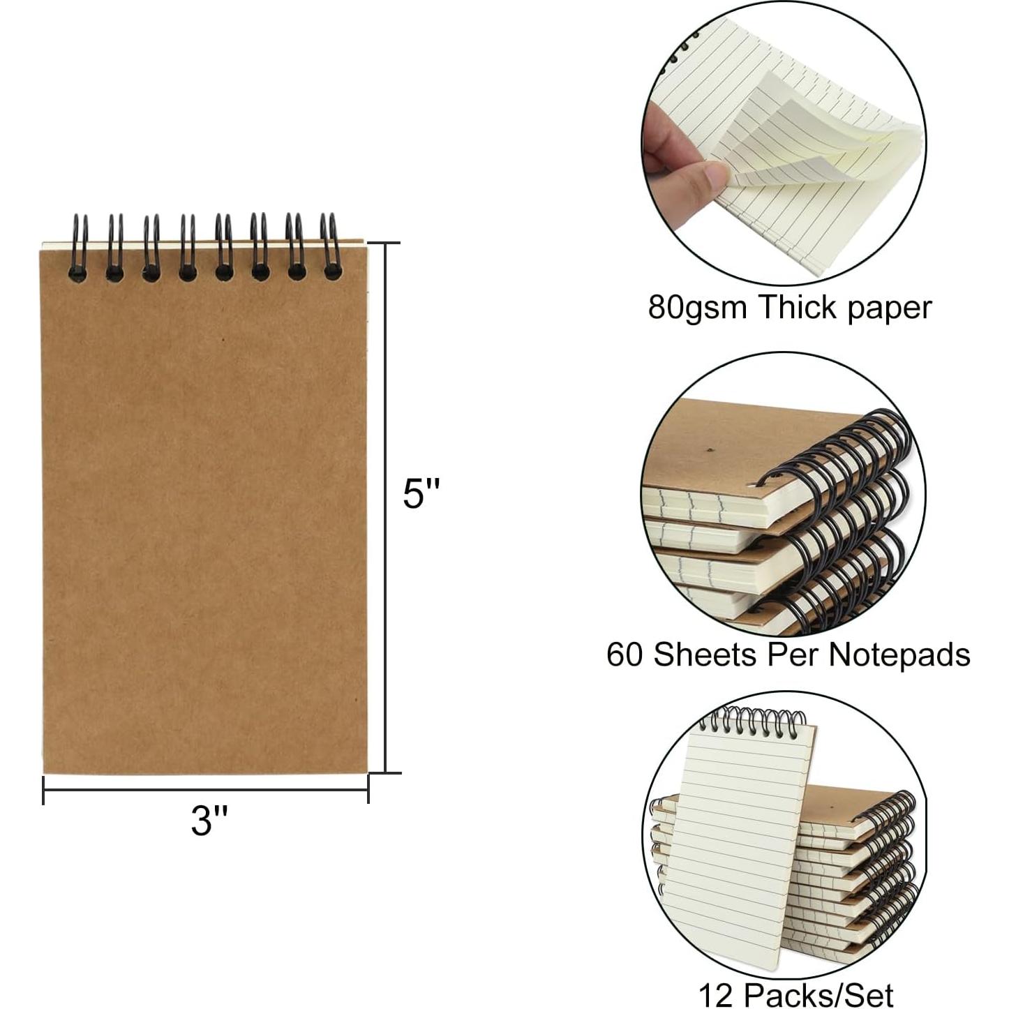 Paquete de 12 Cuadernos Espirales Aacehlh Kraft 3x5" Rayado