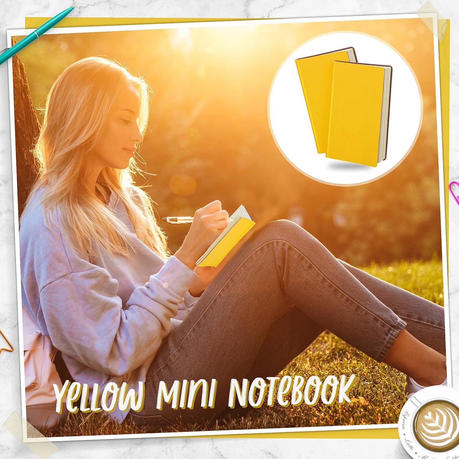 Paquete de 20 Mini Cuadernos Yeaqee de Piel Amarillo 10x6.5cm