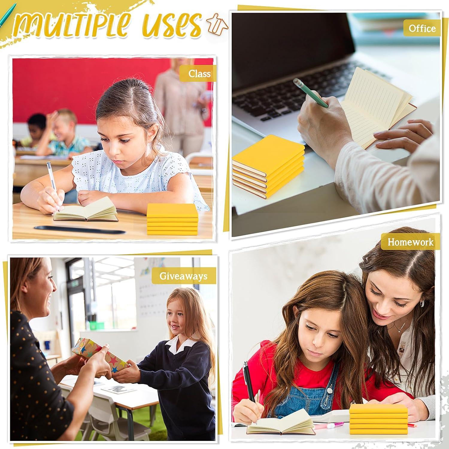 Paquete de 20 Mini Cuadernos Yeaqee de Piel Amarillo 10x6.5cm