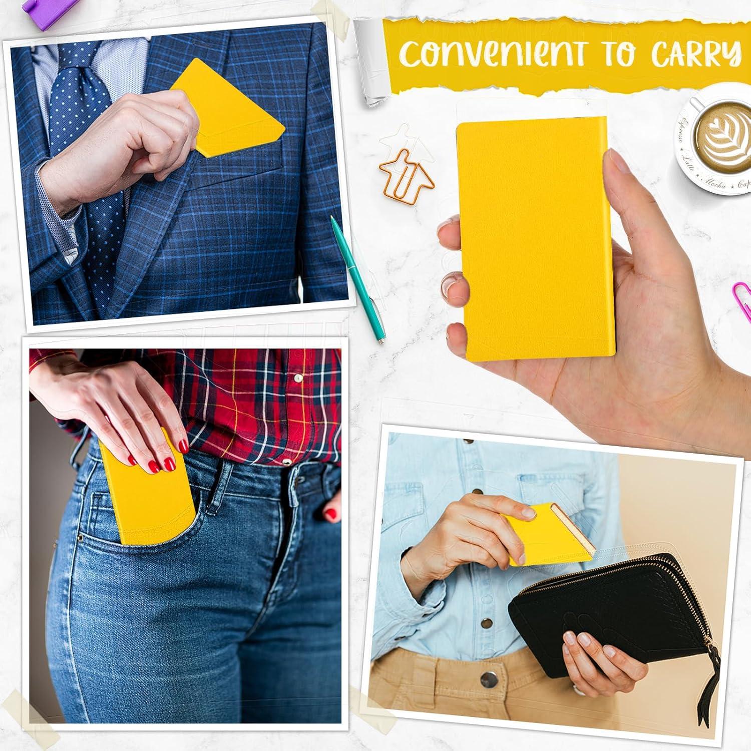 Paquete de 20 Mini Cuadernos Yeaqee de Piel Amarillo 10x6.5cm