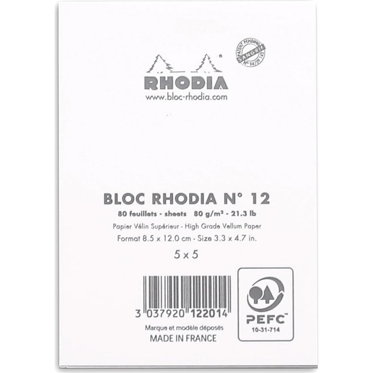 Bloc de Notas Grapado Rhodia N°12 Blanco 80 Hojas Rayado