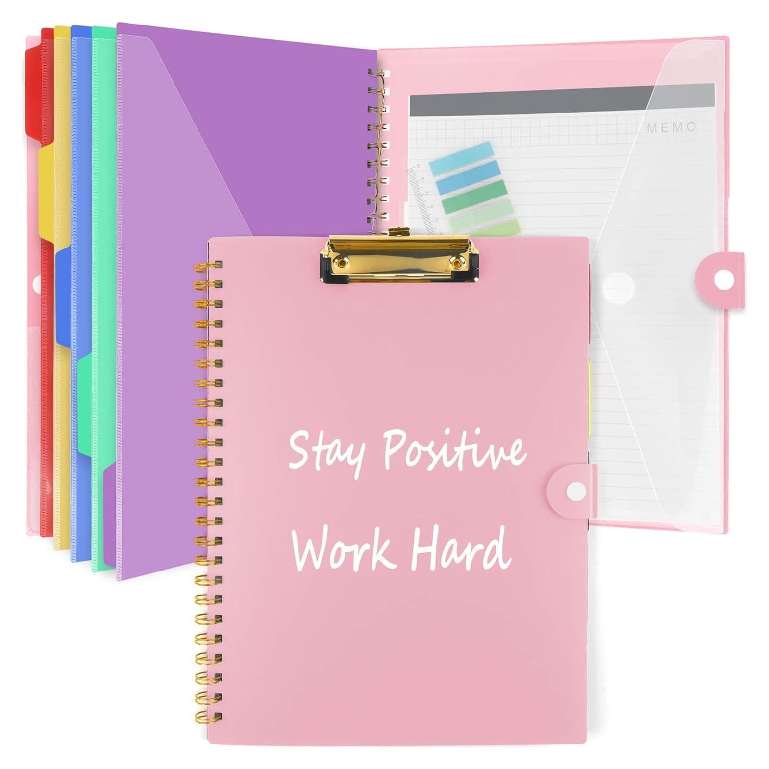 Carpeta de Portapapeles DIYNP Rosa Macron con Bloc de Notas 40 Páginas