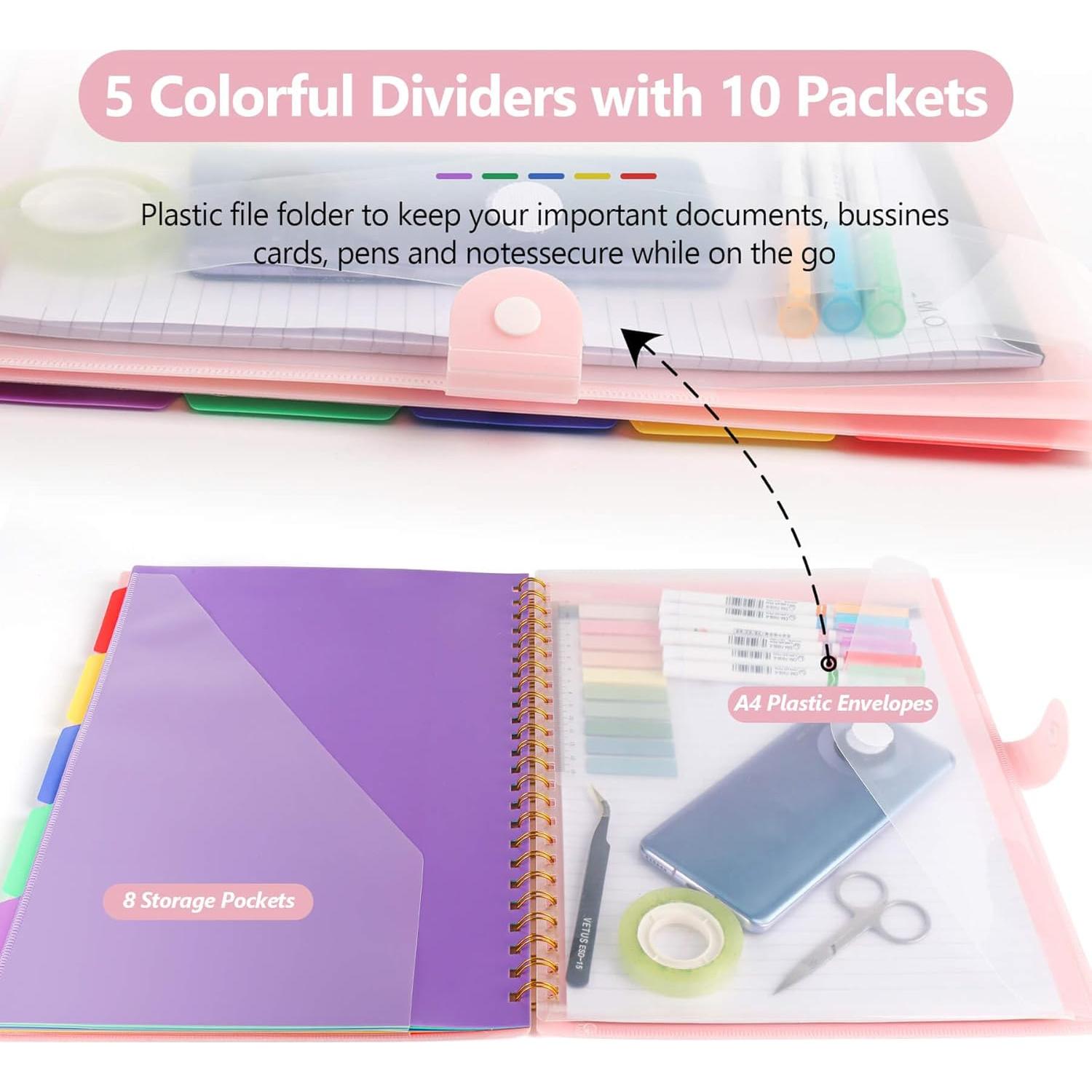 Carpeta de Portapapeles DIYNP Rosa Macron con Bloc de Notas 40 Páginas