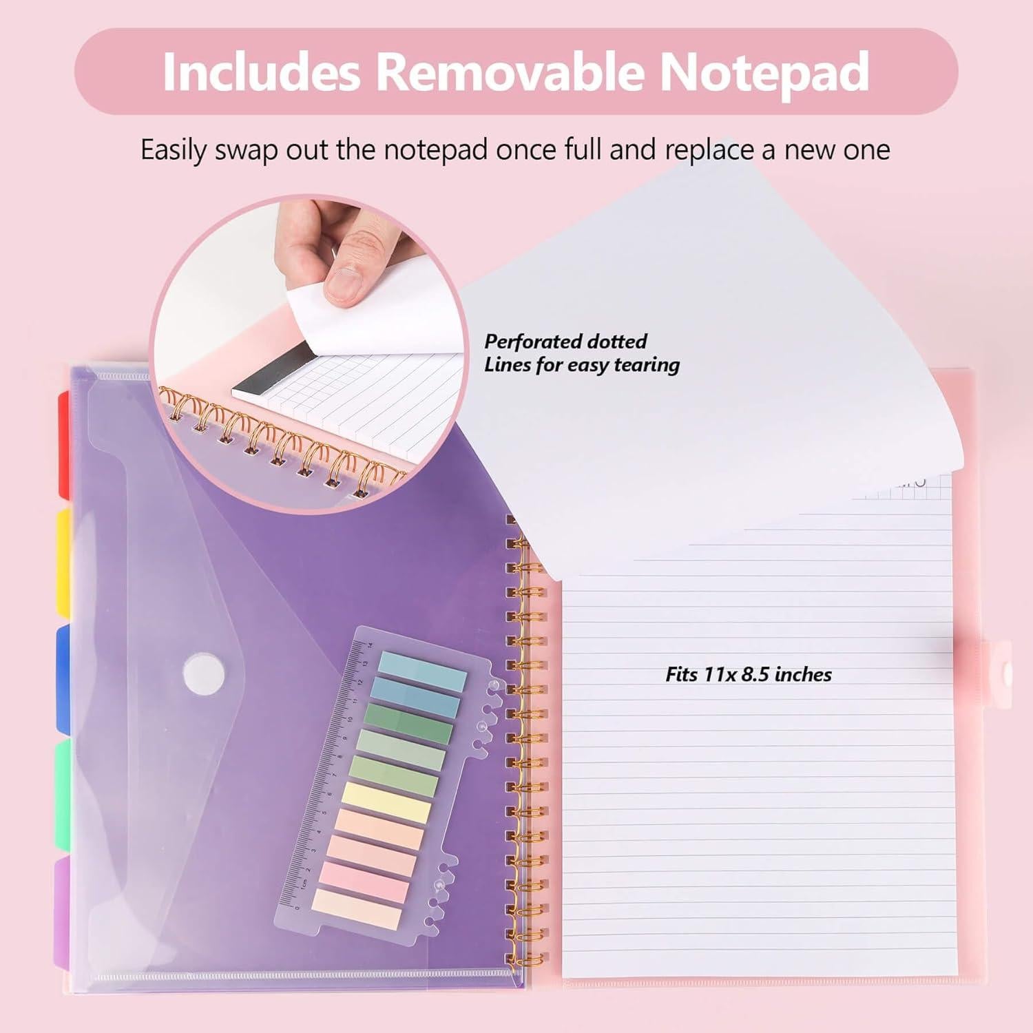 Carpeta de Portapapeles DIYNP Rosa Macron con Bloc de Notas 40 Páginas