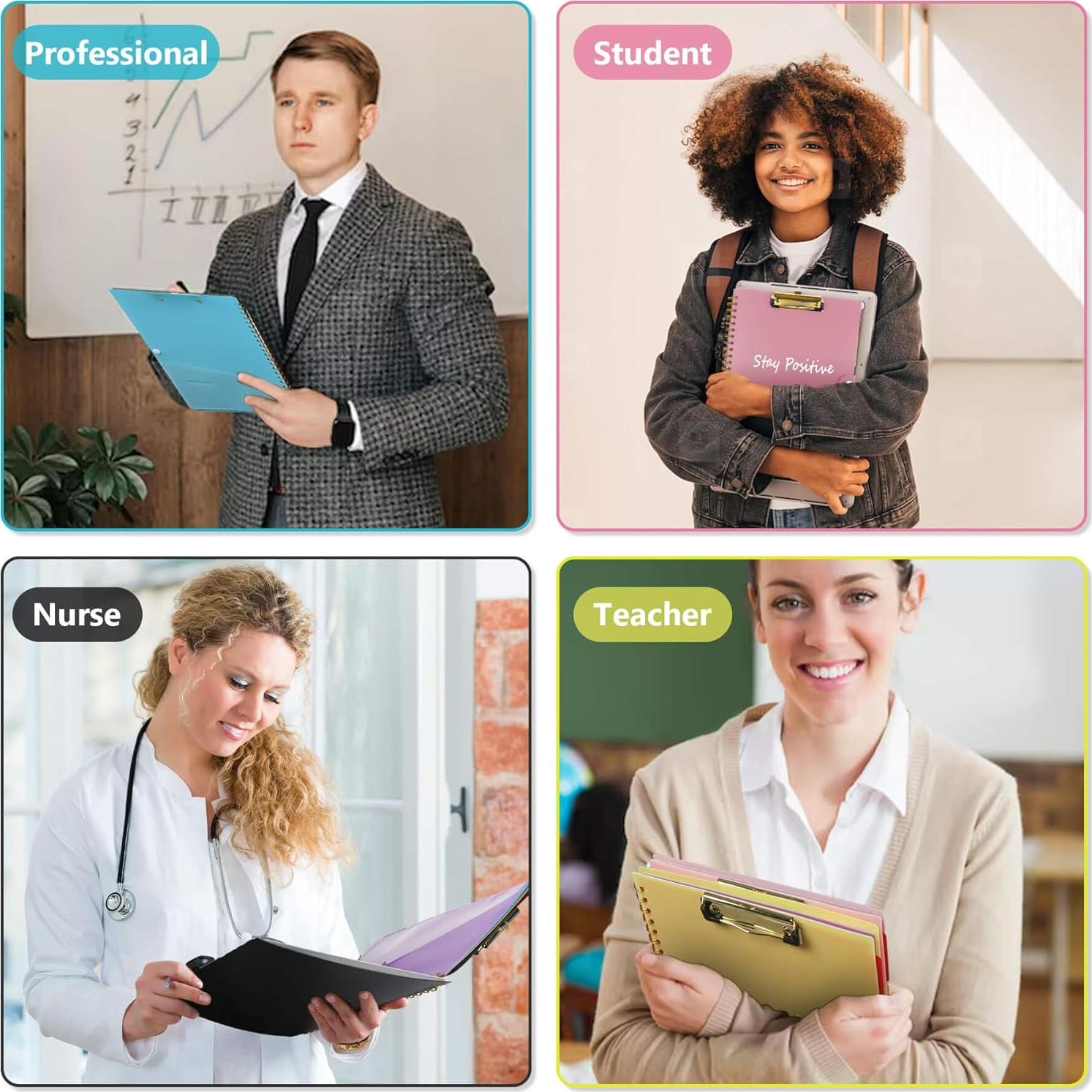 Carpeta de Portapapeles DIYNP Rosa Macron con Bloc de Notas 40 Páginas