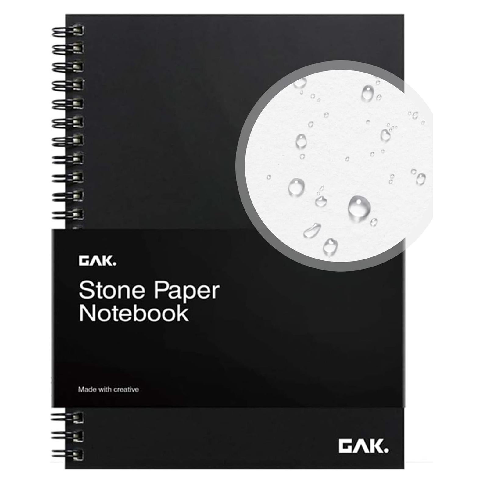 Cuaderno Espiral GAK de Papel de Piedra Negro 50 Hojas 14.7x21cm