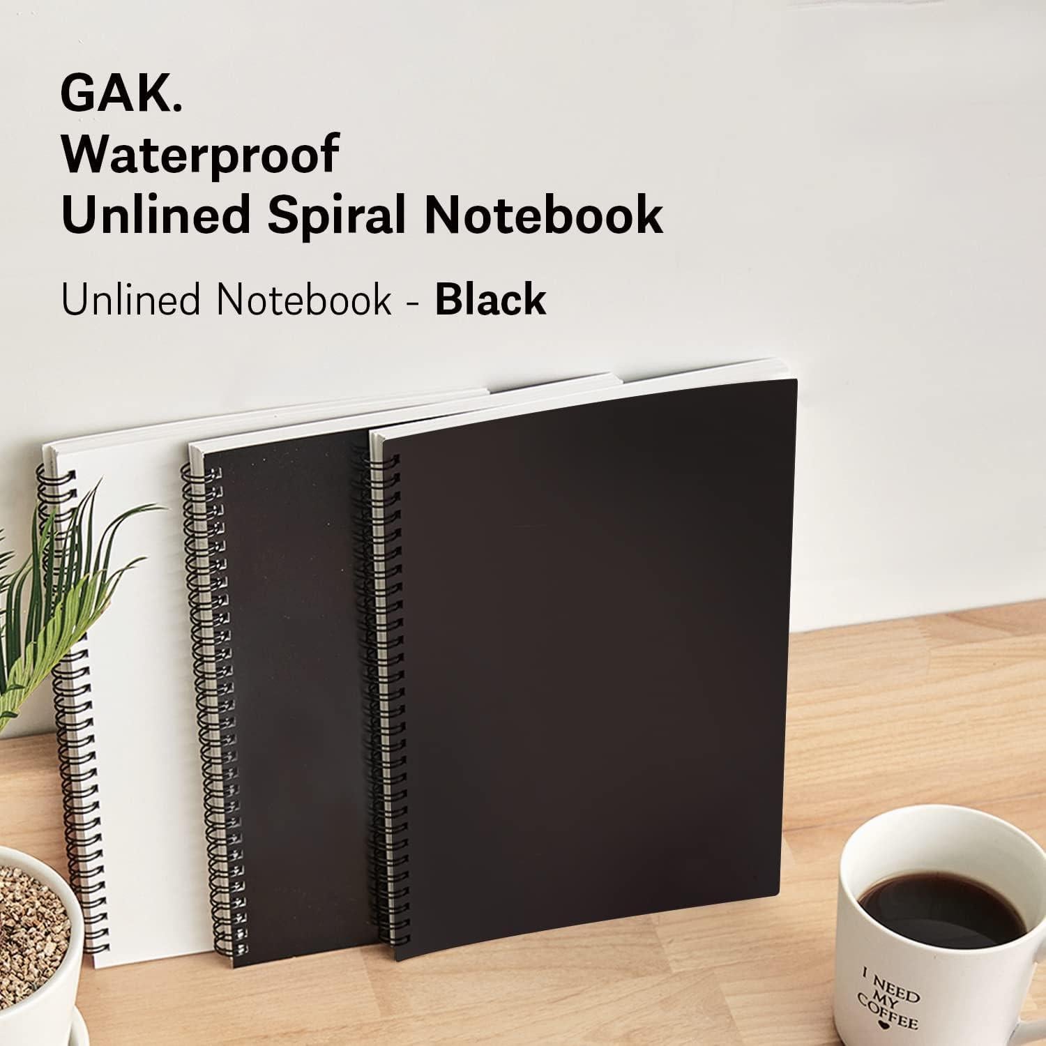 Cuaderno Espiral GAK de Papel de Piedra Negro 50 Hojas 14.7x21cm