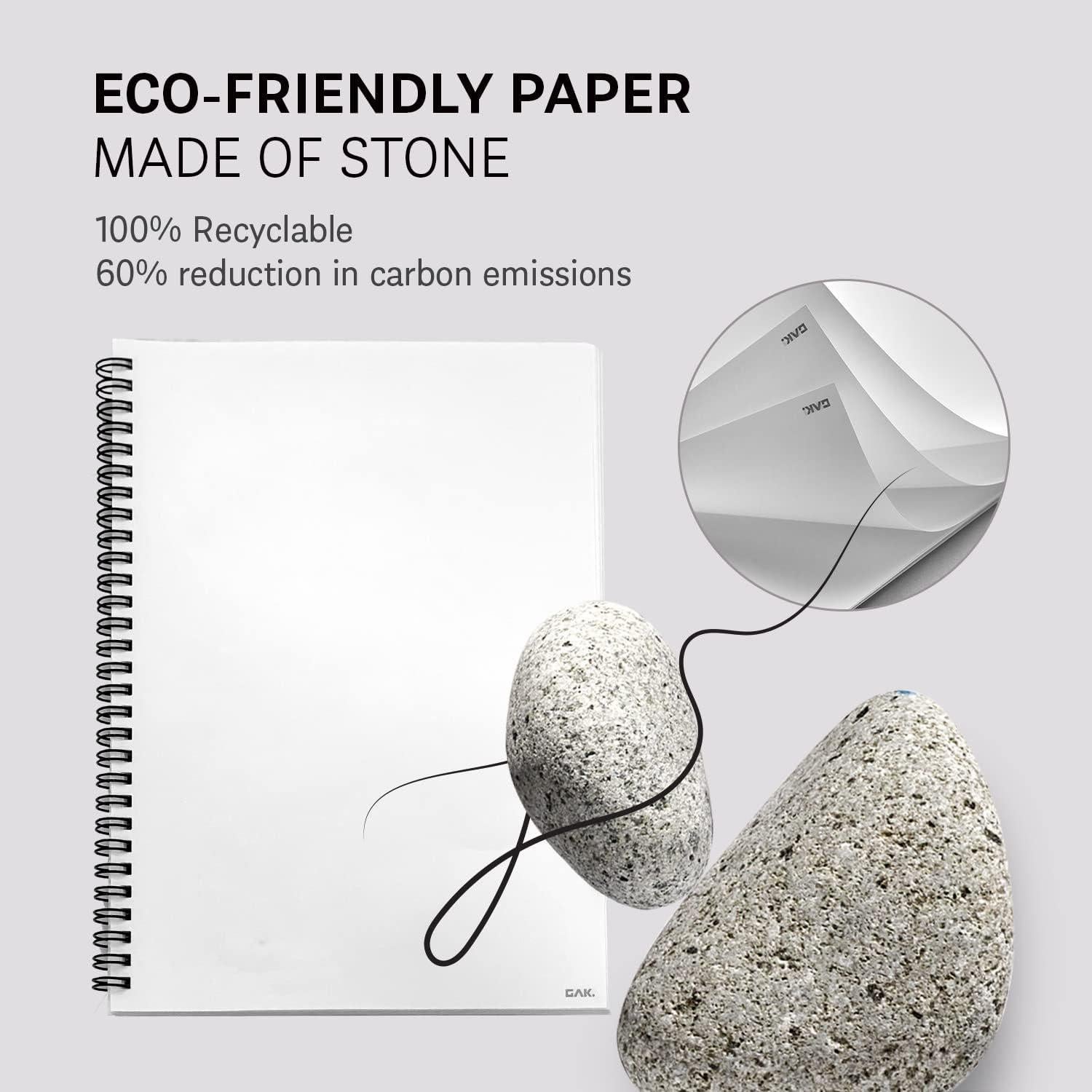 Cuaderno Espiral GAK de Papel de Piedra Negro 50 Hojas 14.7x21cm