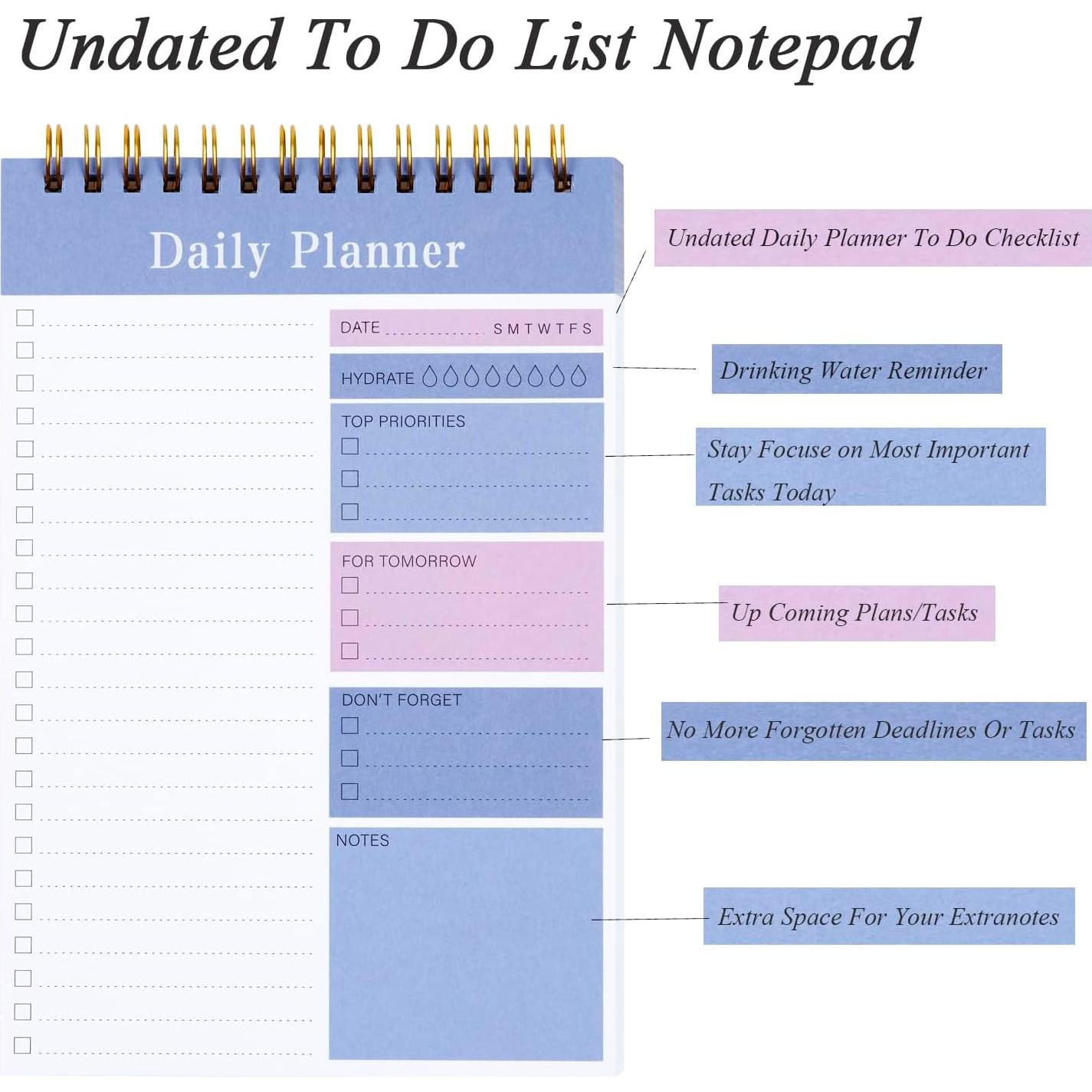Bloc de Notas MSTONAL 52 Hojas Planificador Diario Gris