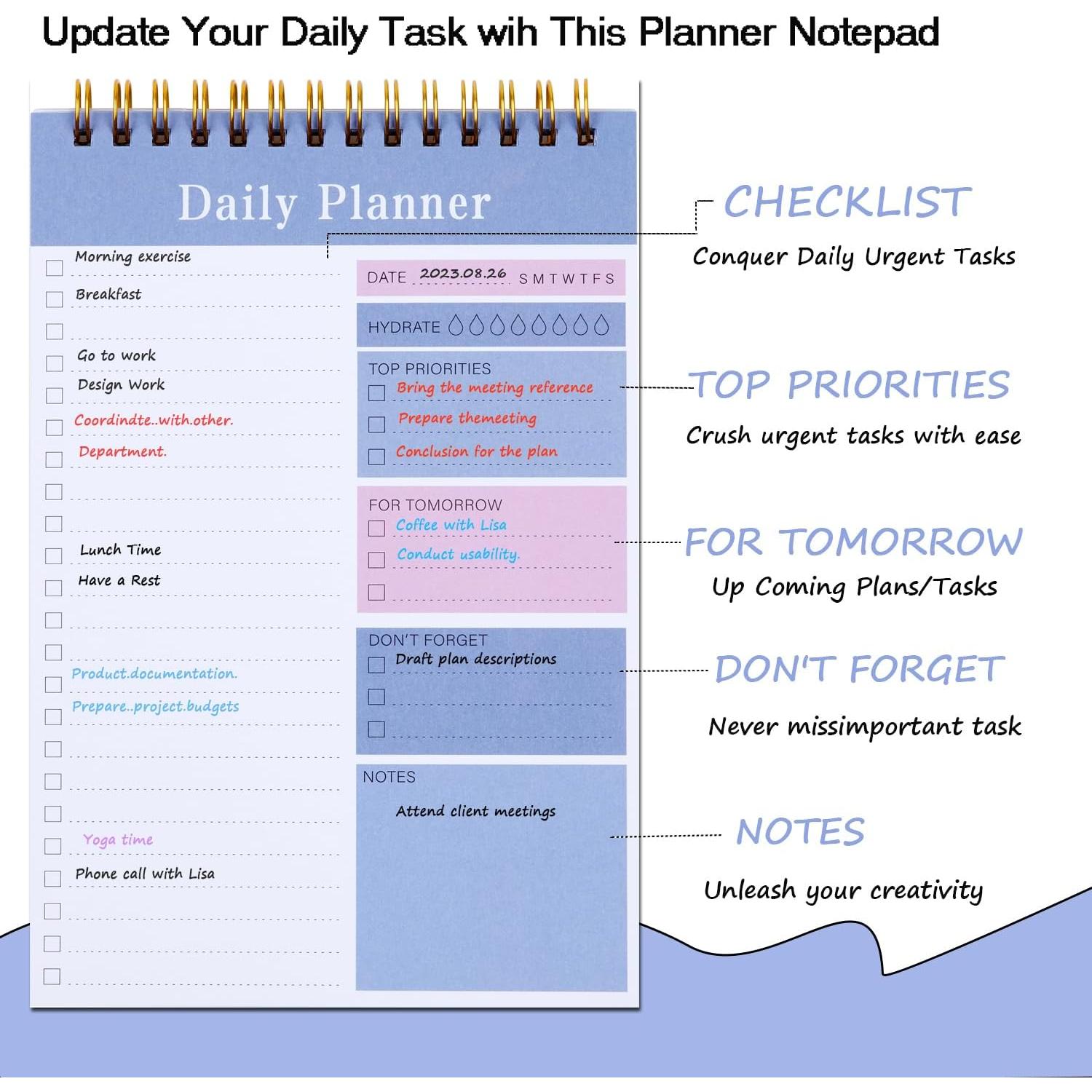 Bloc de Notas MSTONAL 52 Hojas Planificador Diario Gris