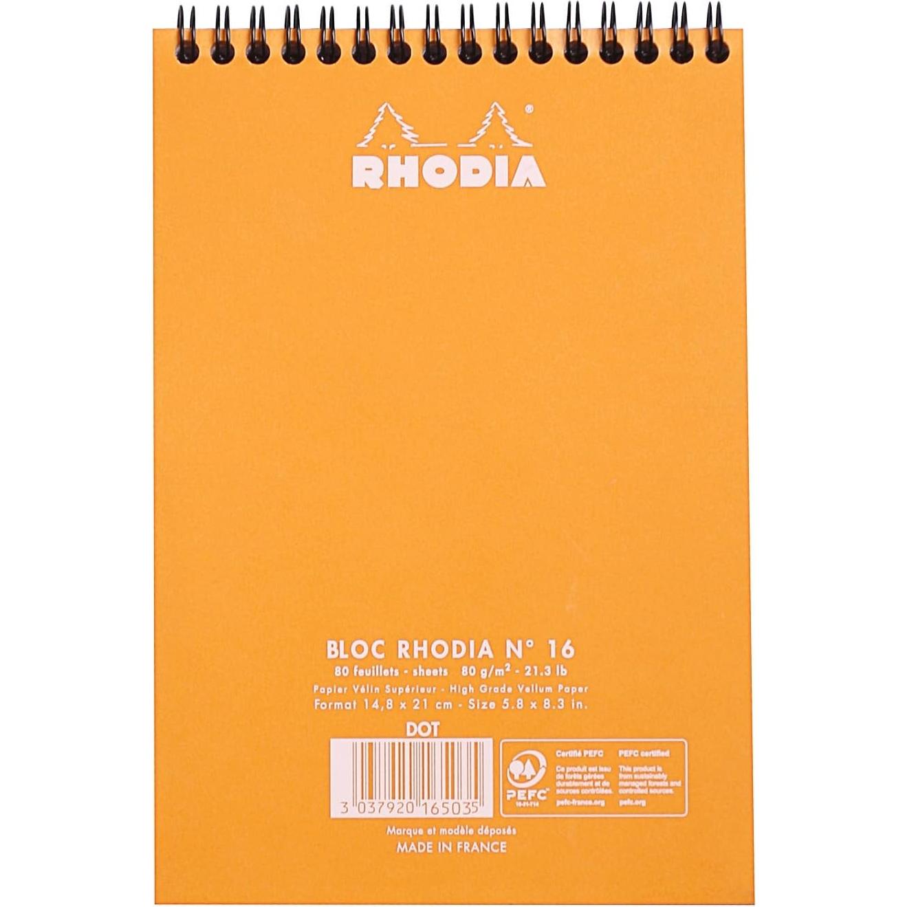Bloc de Notas Enlazado Rhodia A5 Puntos Naranja 80 Hojas