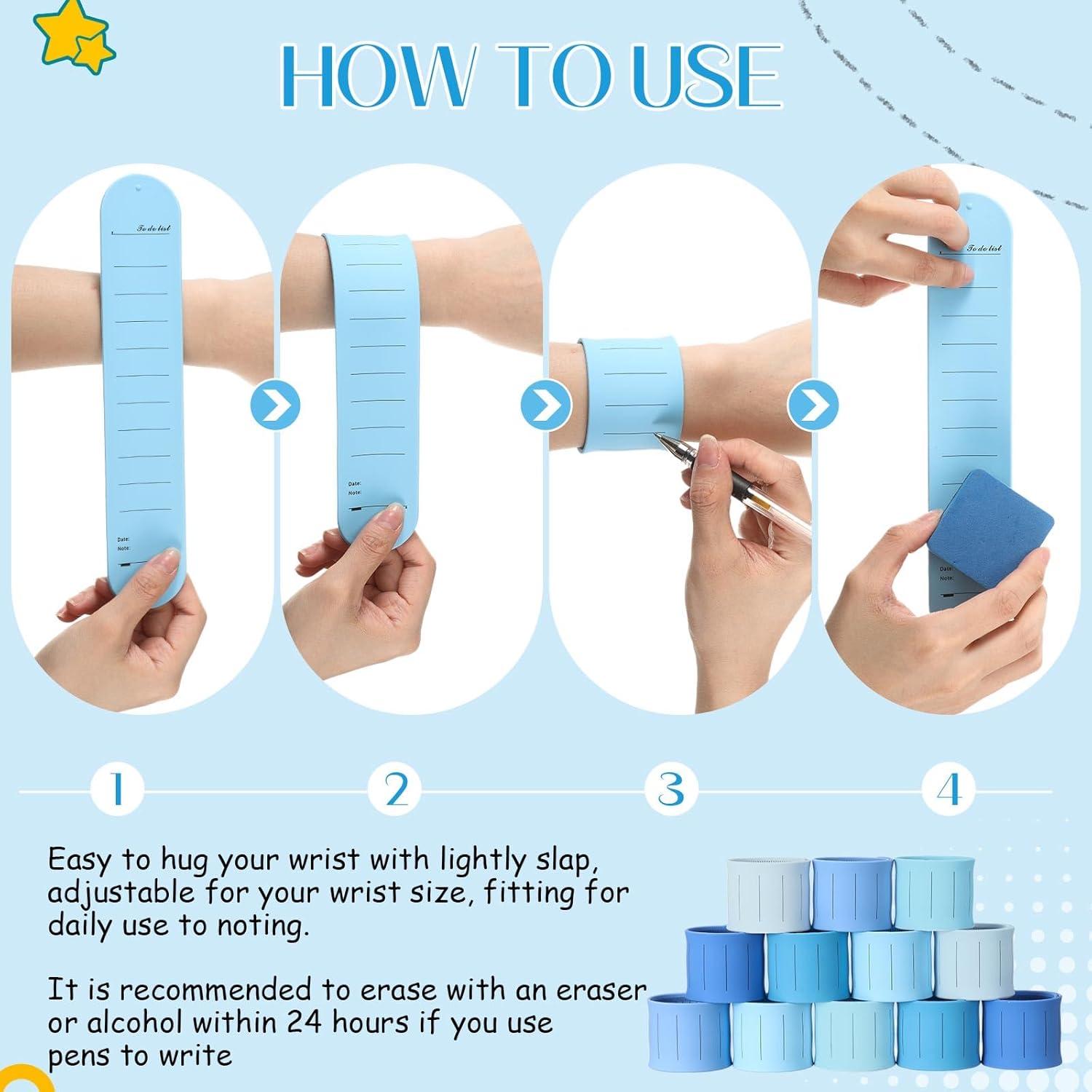 Pulseras Escribibles Gemscream 12 Pcs Silicona Azul 23.8x4.5cm