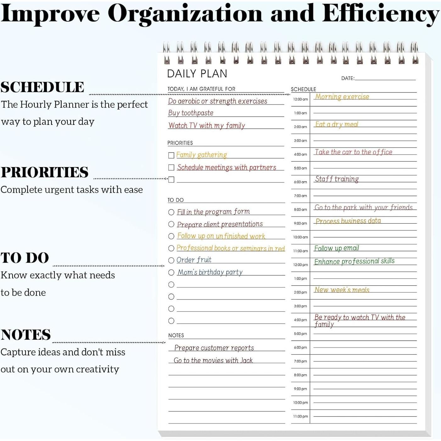 Planificador Diario DOURA 6.7" x 9.5" Doble Cara Sin Fecha