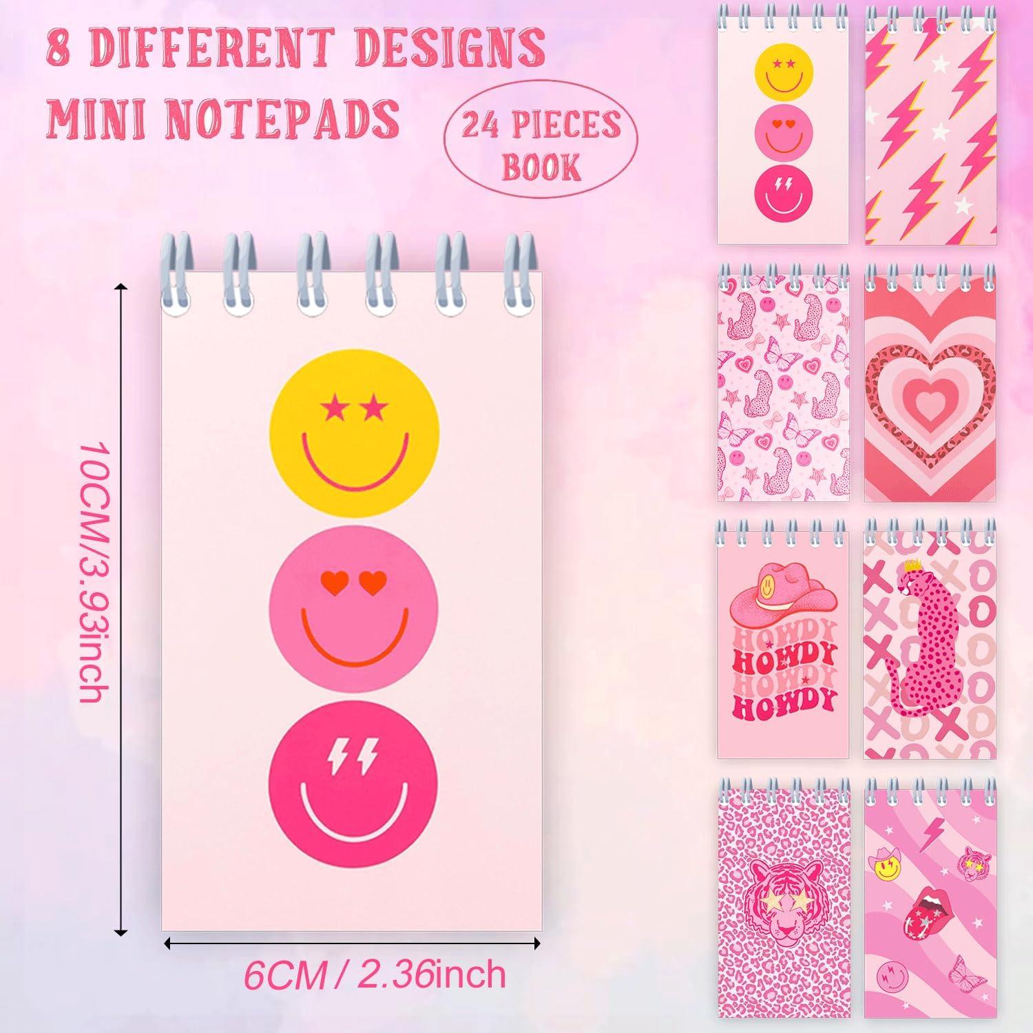 24 Mini Cuadernos Espirales Rosa Preppy Y2K 6x10 cm
