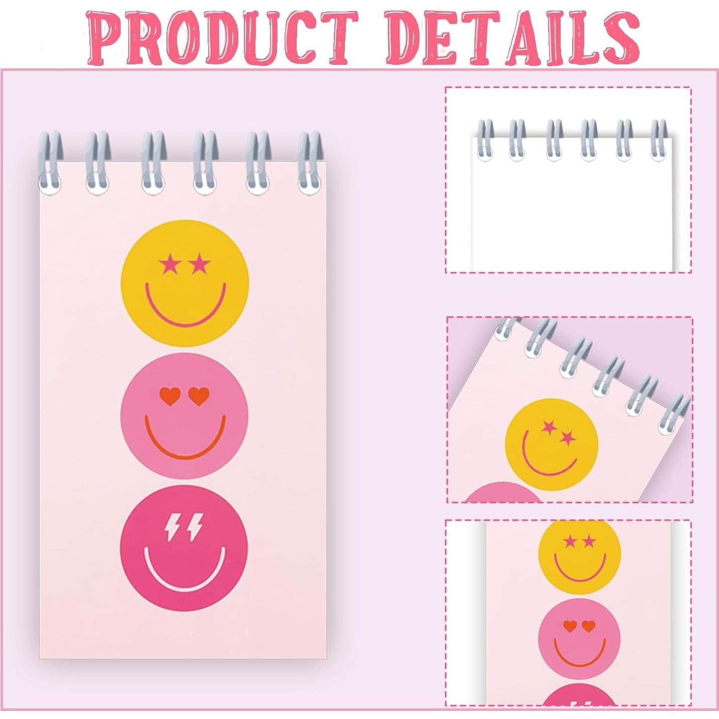 24 Mini Cuadernos Espirales Rosa Preppy Y2K 6x10 cm