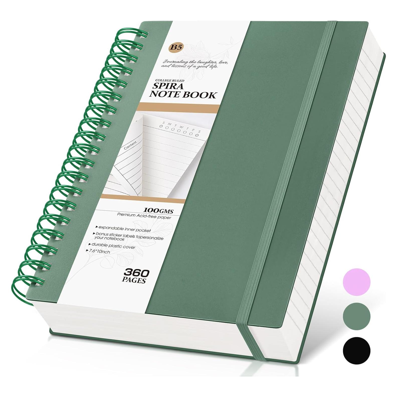 Cuaderno de espiral B5 MUAHLIUB 360 páginas 100GSM Verde