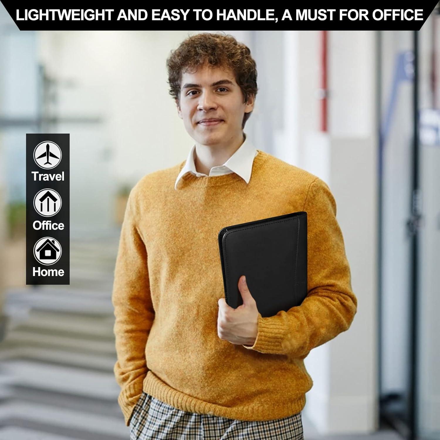 Carpeta de Cuero Godery con Cierre 24.1x16.5 cm Negra