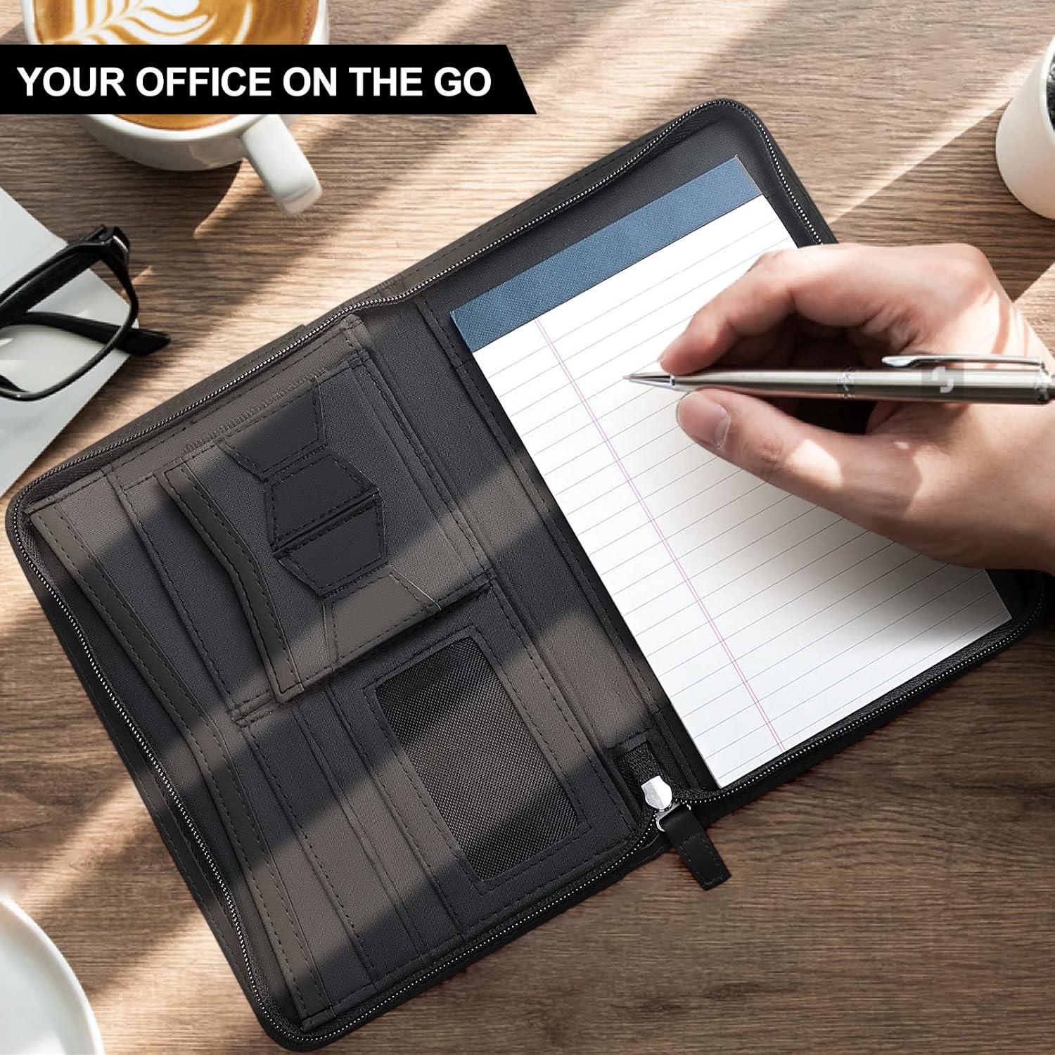 Carpeta de Cuero Godery con Cierre 24.1x16.5 cm Negra