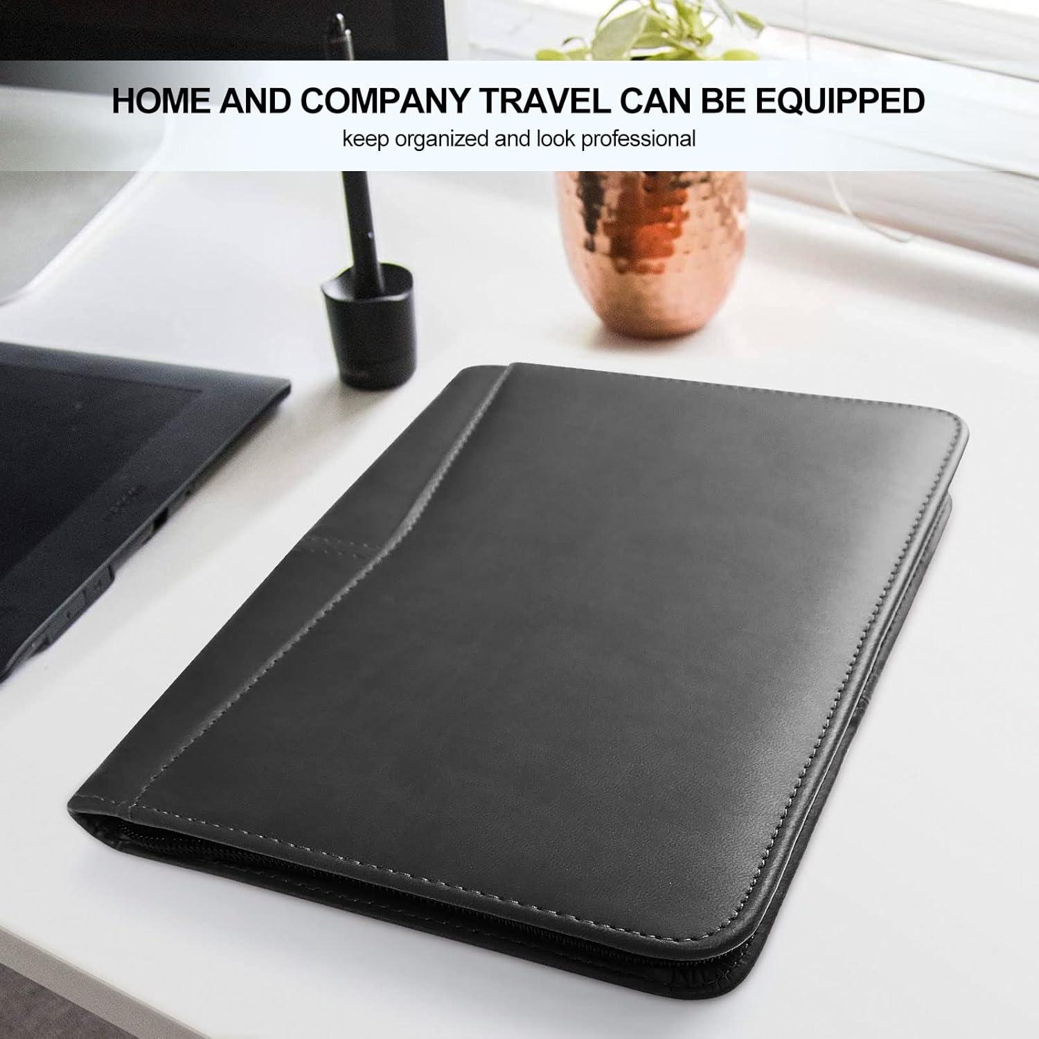 Carpeta de Cuero Godery con Cierre 24.1x16.5 cm Negra