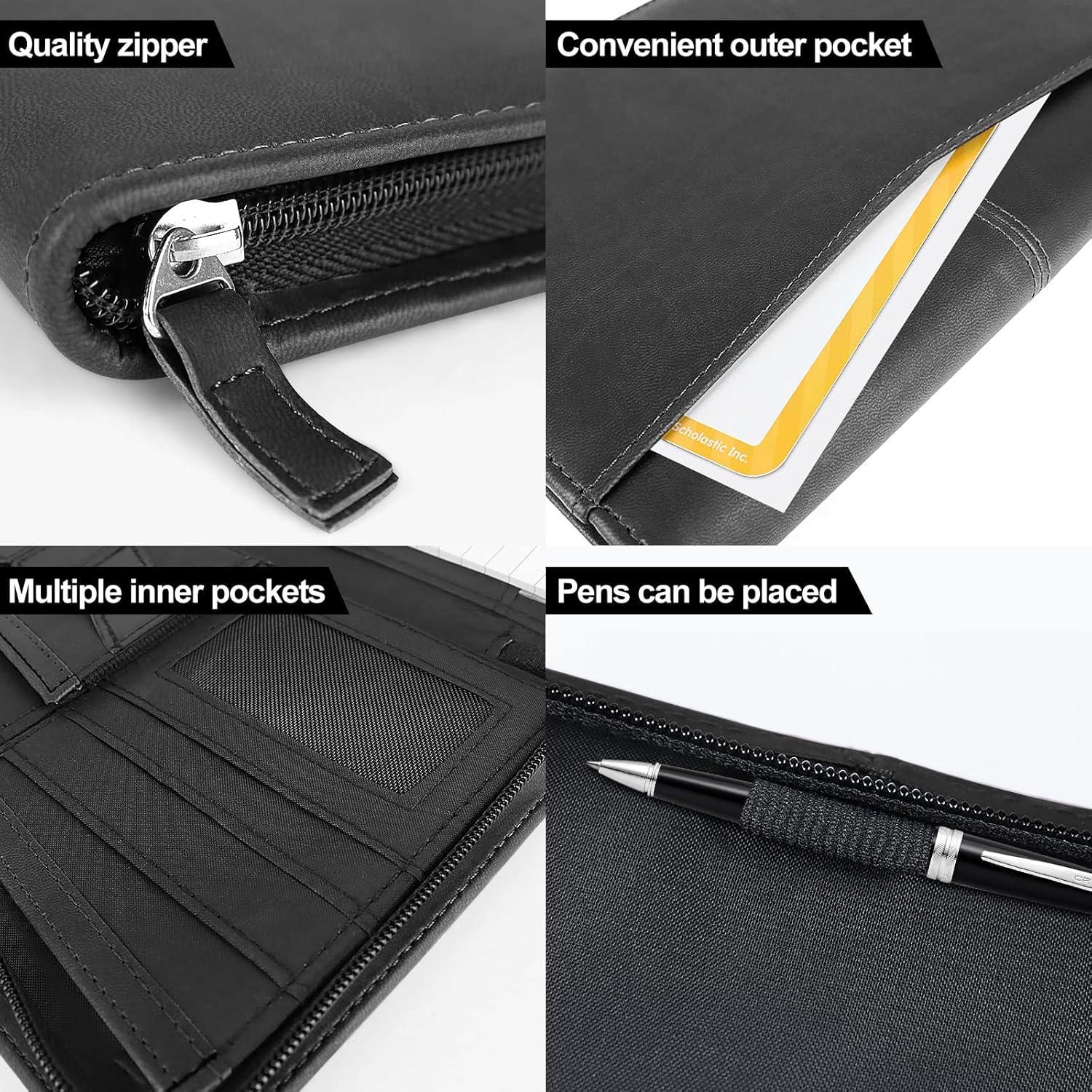 Carpeta de Cuero Godery con Cierre 24.1x16.5 cm Negra