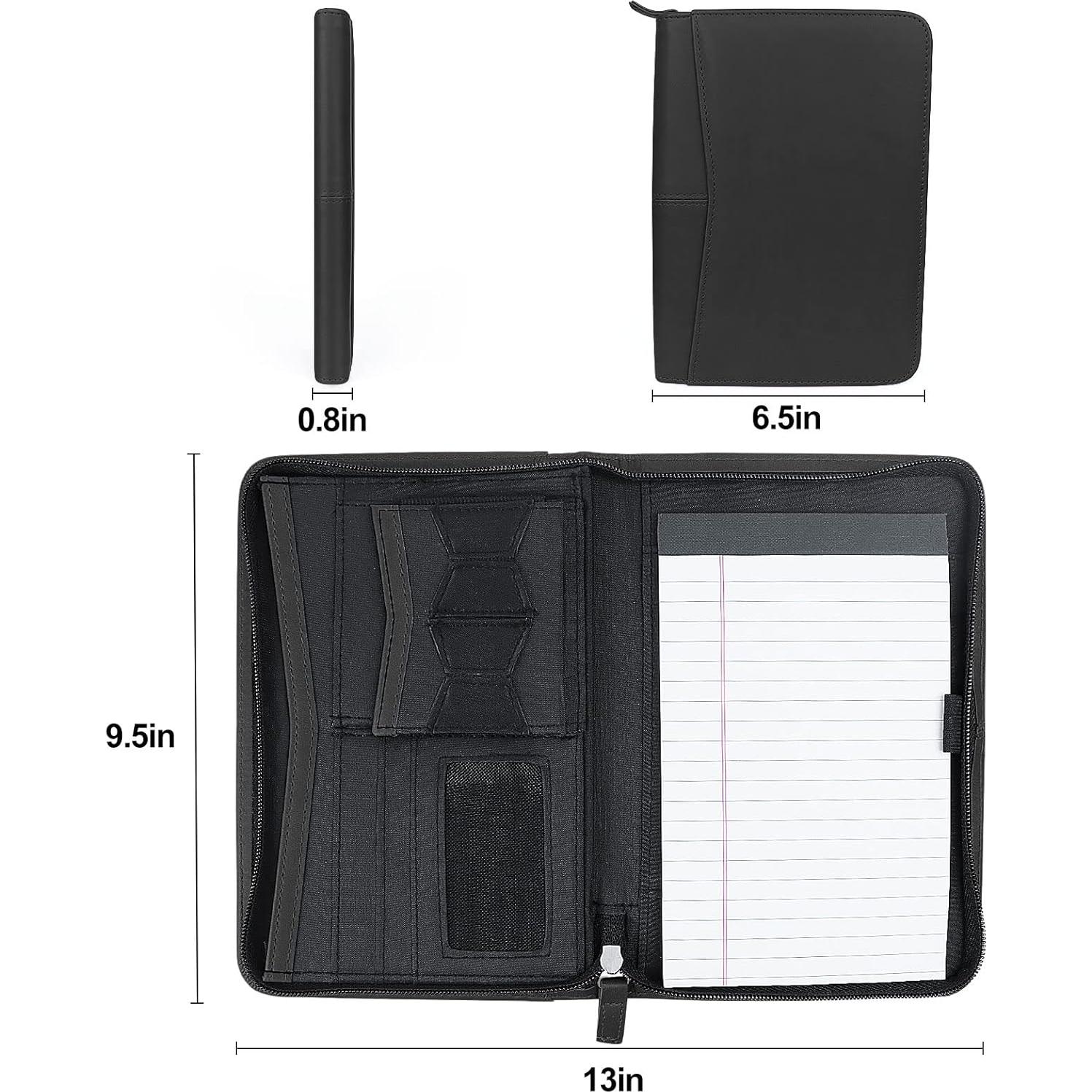 Carpeta de Cuero Godery con Cierre 24.1x16.5 cm Negra