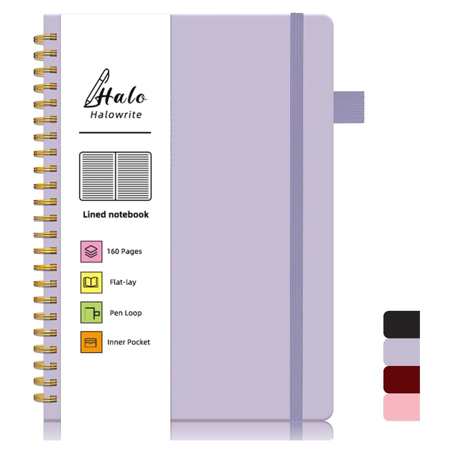 Cuaderno Espiral Halowrite A5 Tapa Dura Púrpura 160 Páginas