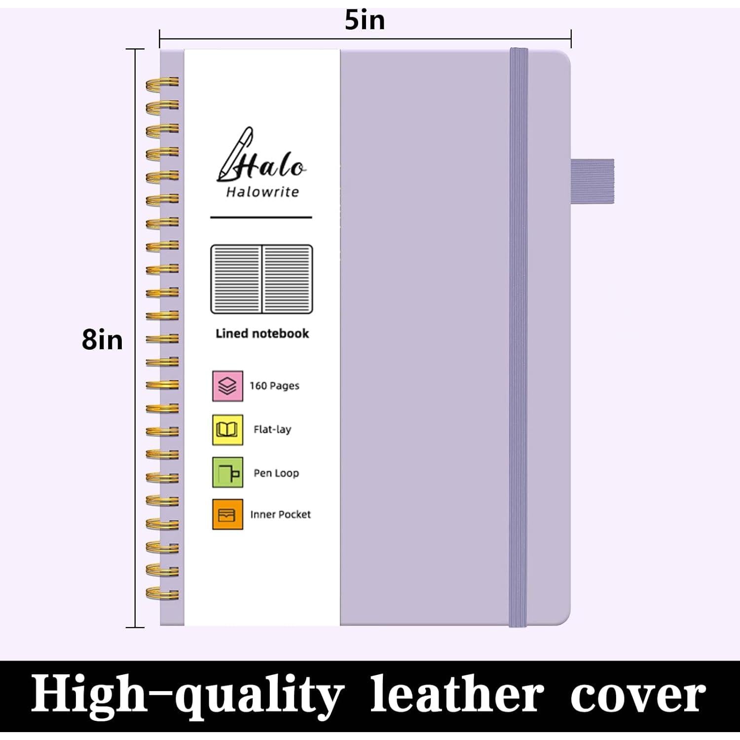Cuaderno Espiral Halowrite A5 Tapa Dura Púrpura 160 Páginas