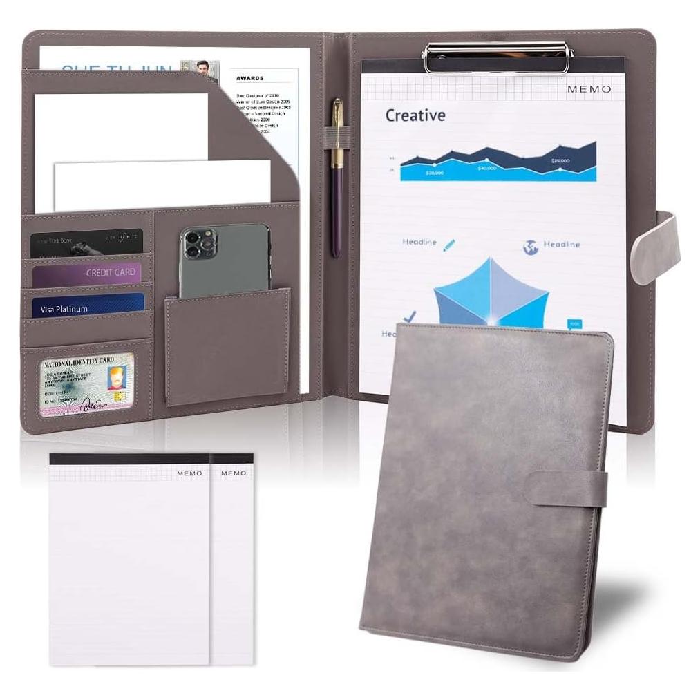 Carpeta Portafolio Sbrinnaliao A4 Cuero Sintético Gris