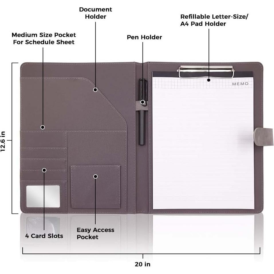 Carpeta Portafolio Sbrinnaliao A4 Cuero Sintético Gris