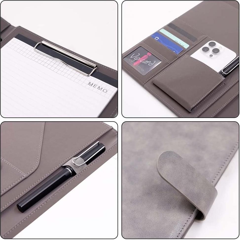 Carpeta Portafolio Sbrinnaliao A4 Cuero Sintético Gris