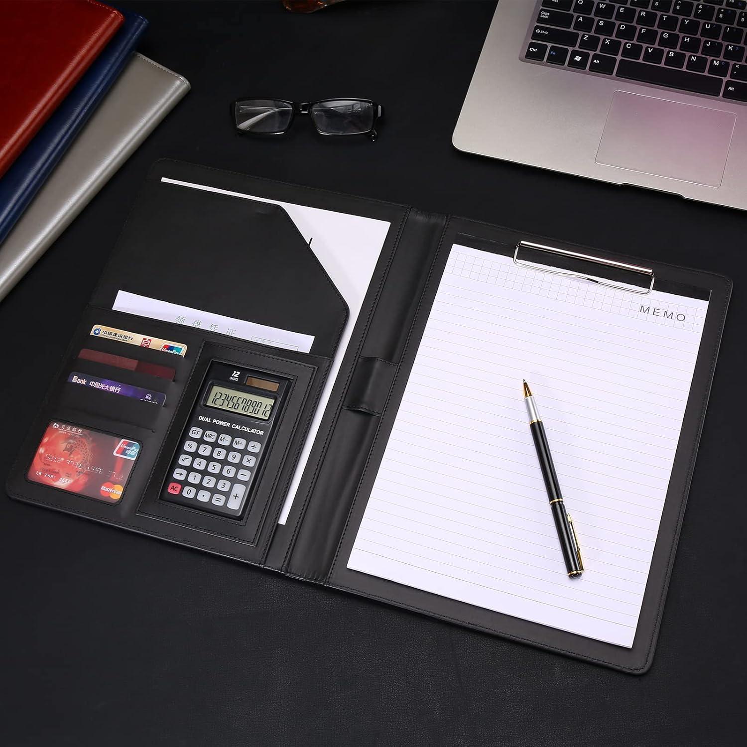 Carpeta Portafolio RHCSZ A4 Cuero Sintético Negro con Clip