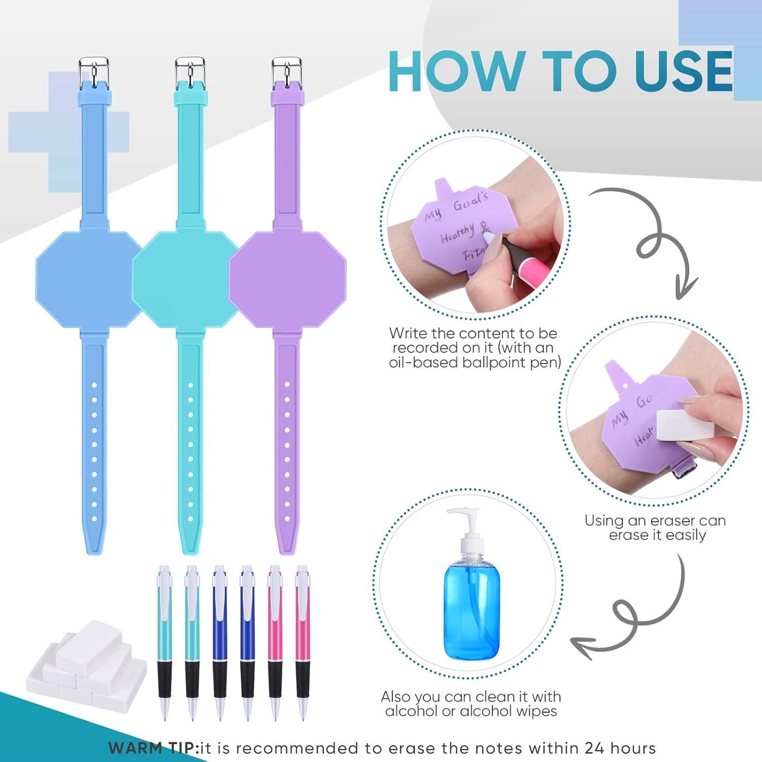 Banda de Reloj de Memo Geyee de Silicona Reutilizable 6 Pzas
