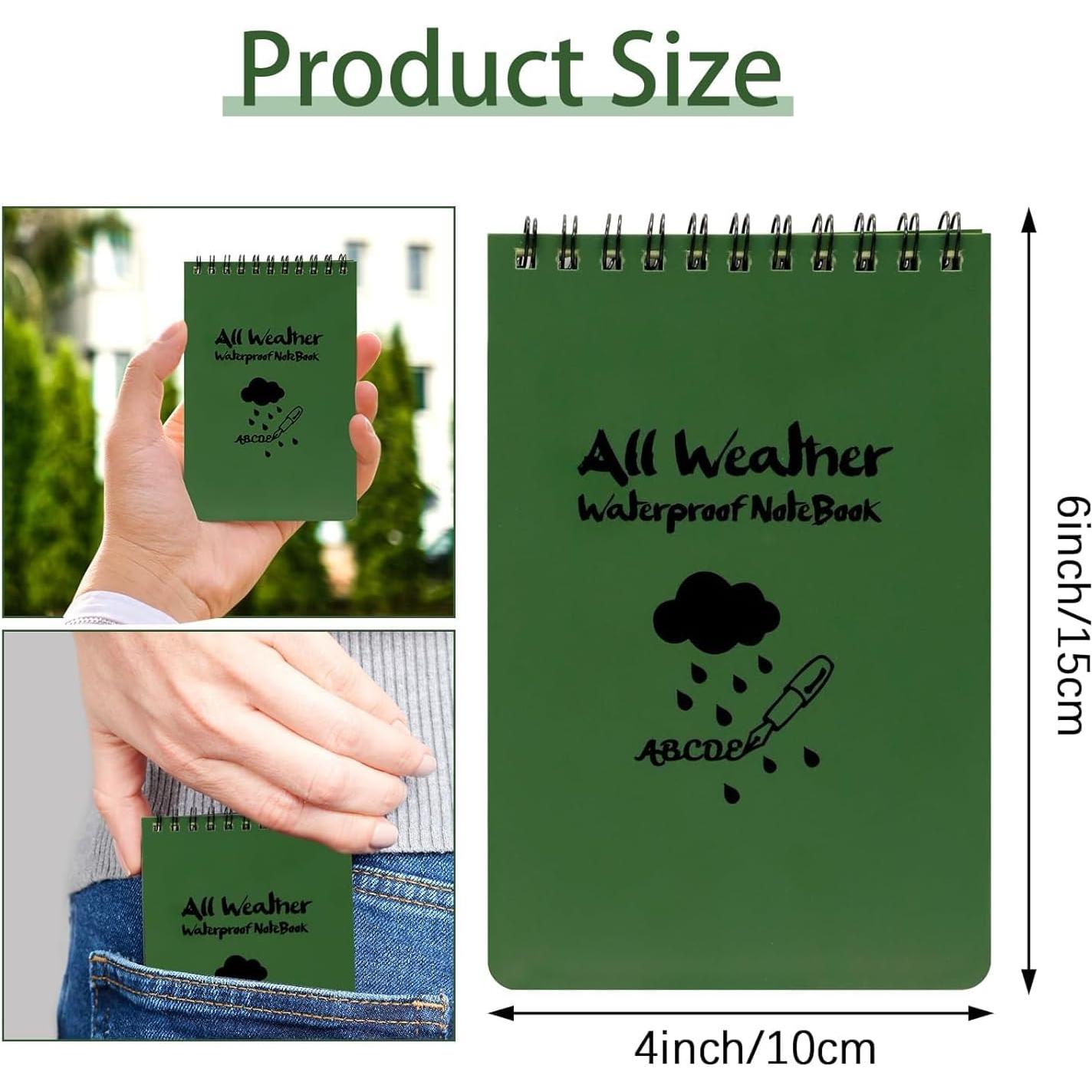 Paquete de 5 Cuadernos Impermeables HUOMAQFAN 10x15 cm Verde