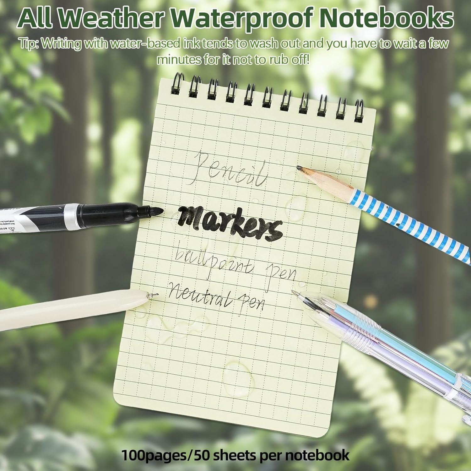 Paquete de 5 Cuadernos Impermeables HUOMAQFAN 10x15 cm Verde