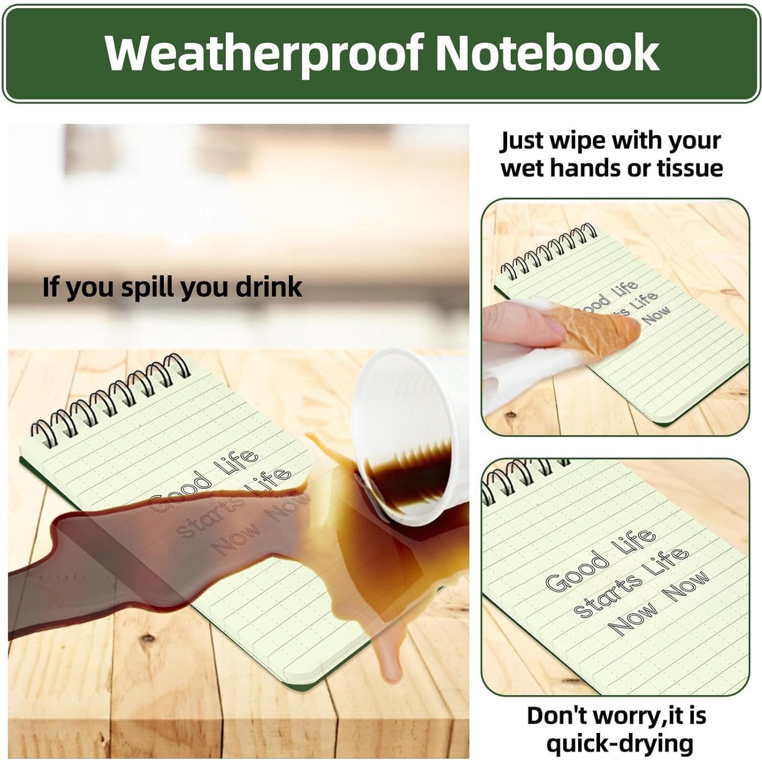 Paquete de 5 Cuadernos Impermeables HUOMAQFAN 10x15 cm Verde