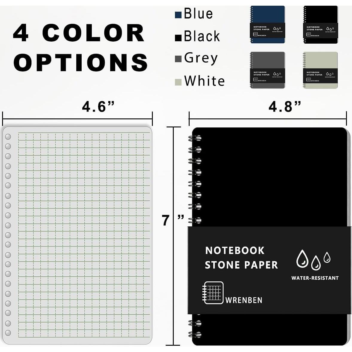 Cuadernos Espirales Impermeables WRENBEN 2PCS 100 Páginas