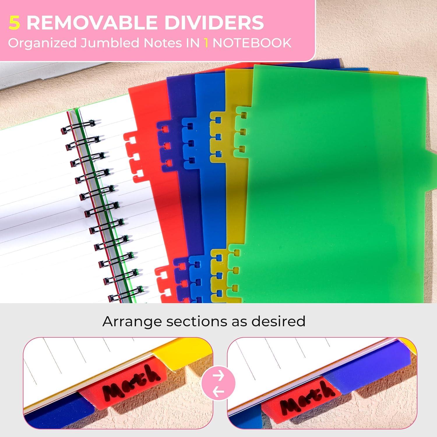 Cuaderno Espiral CAGIE A5 Rosa 5 Asignaturas 220 Páginas