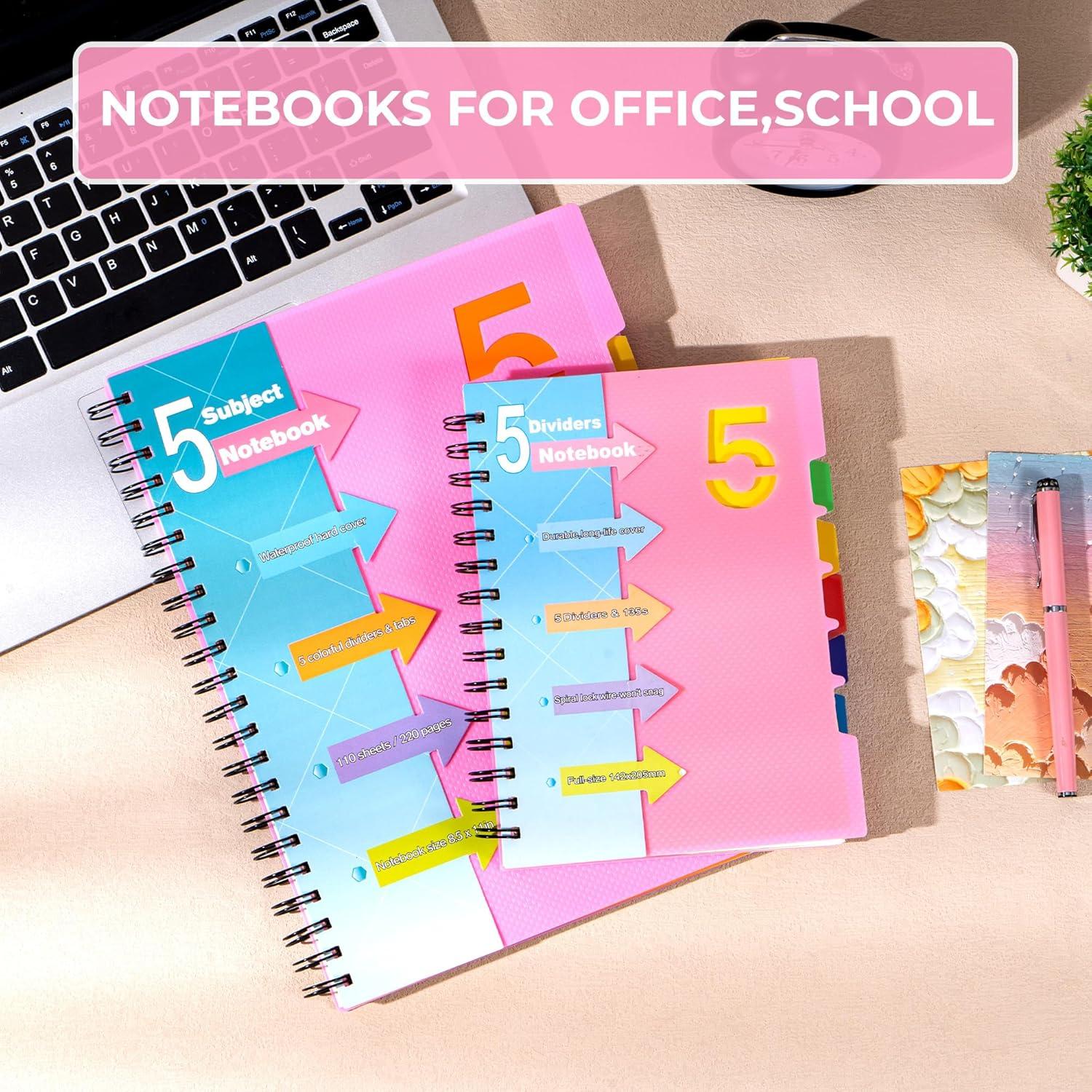 Cuaderno Espiral CAGIE A5 Rosa 5 Asignaturas 220 Páginas