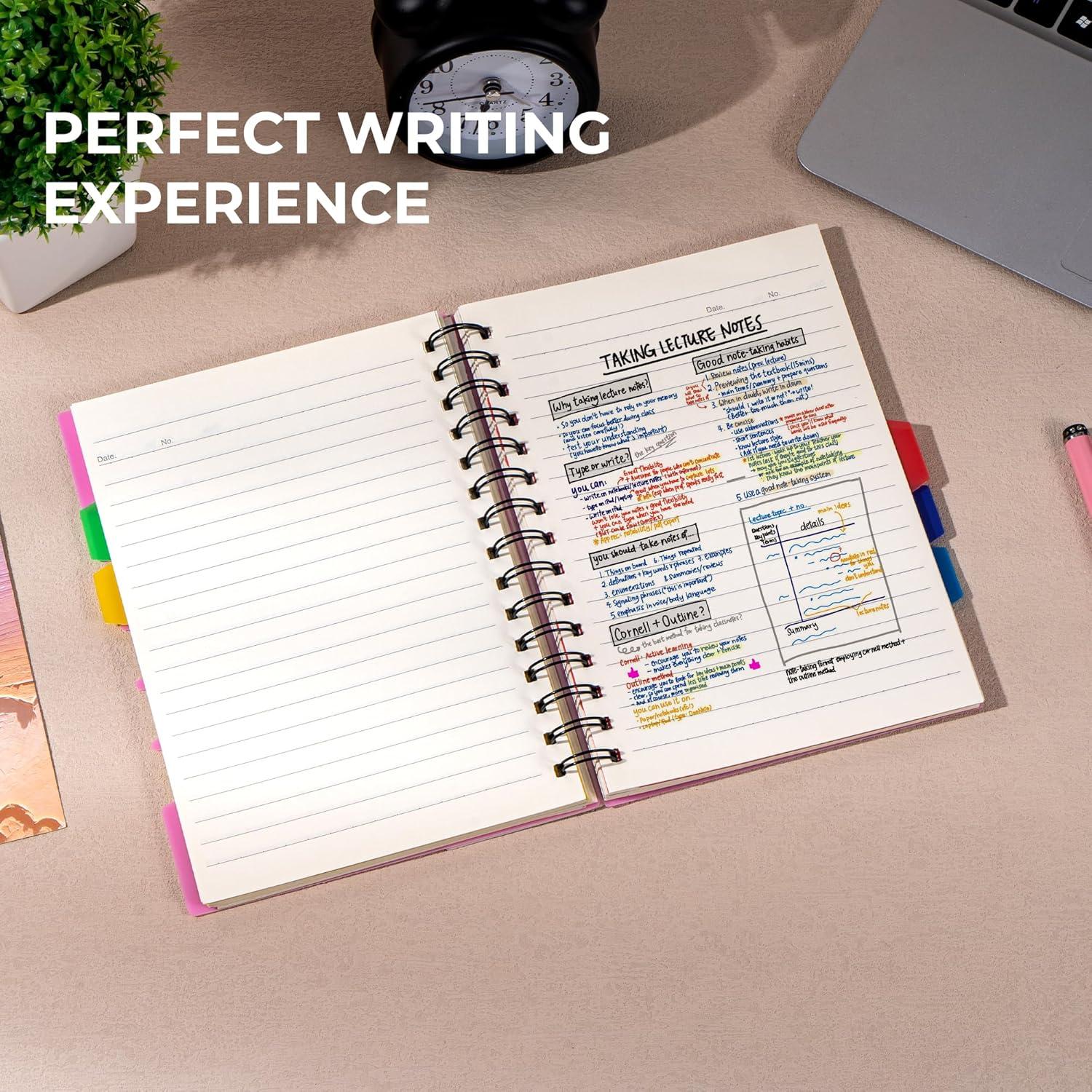 Cuaderno Espiral CAGIE A5 Rosa 5 Asignaturas 220 Páginas