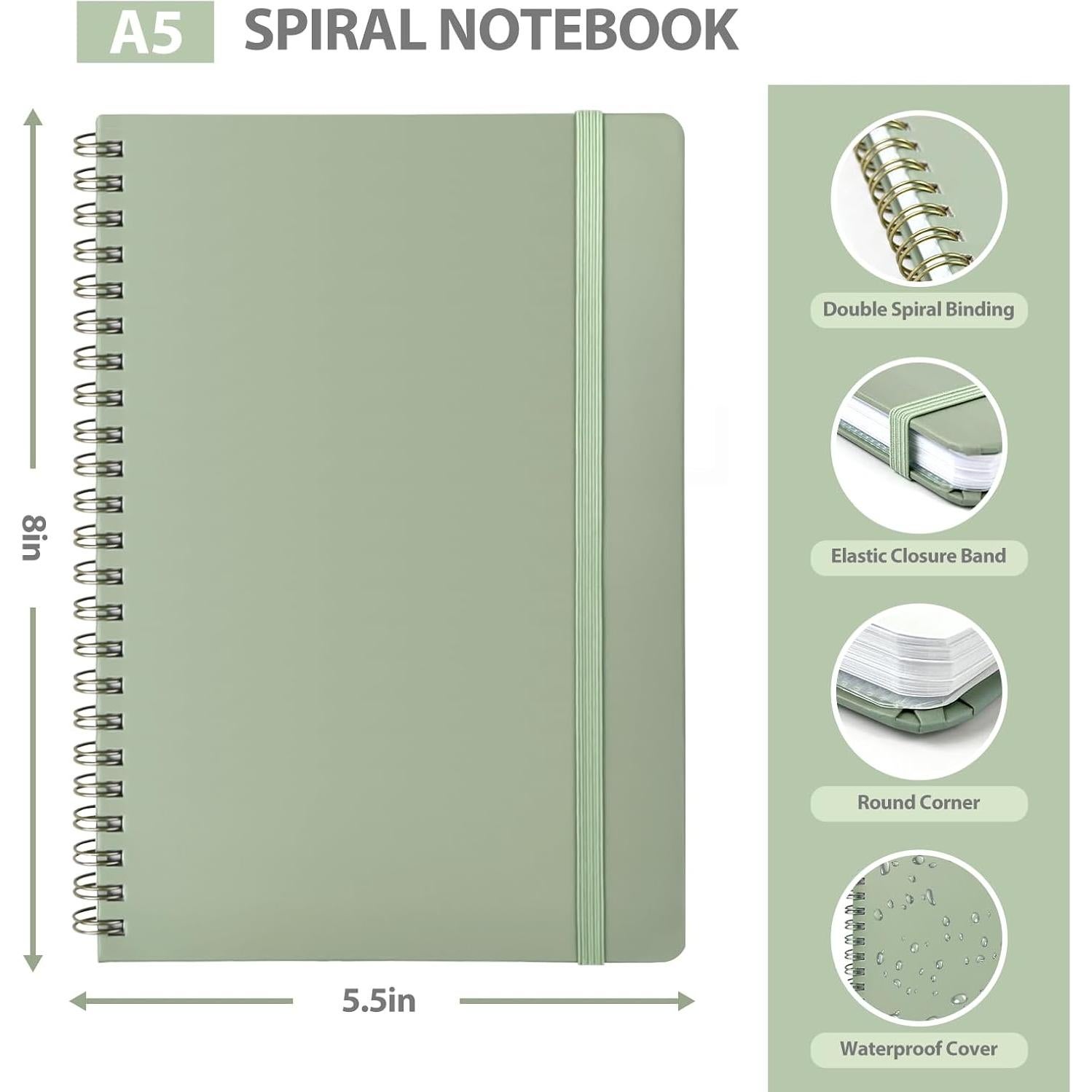 Cuaderno Espiral Tapa Dura A5 VALOME Verde 146 Páginas