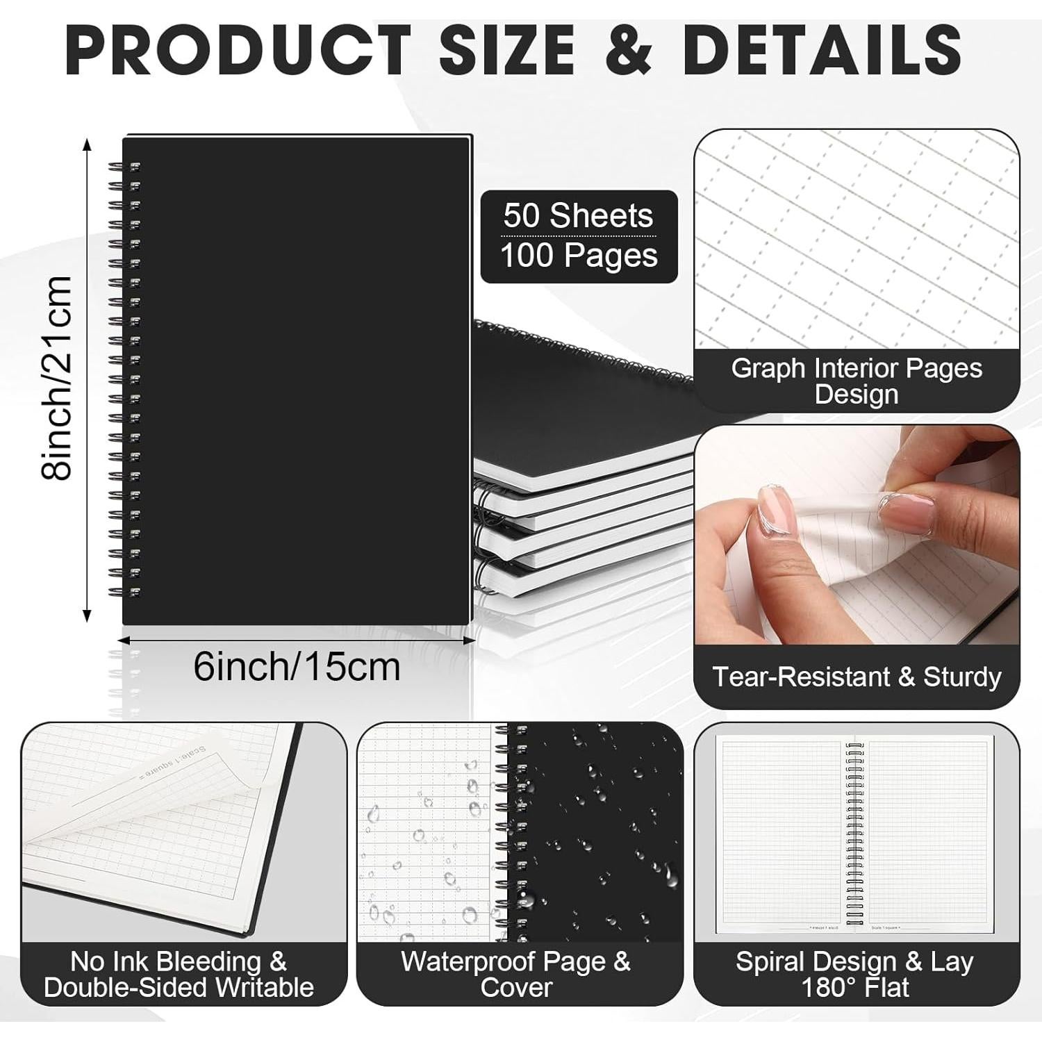 Paquete de 12 Cuadernos Impermeables Saypacck A5 Cuadriculados