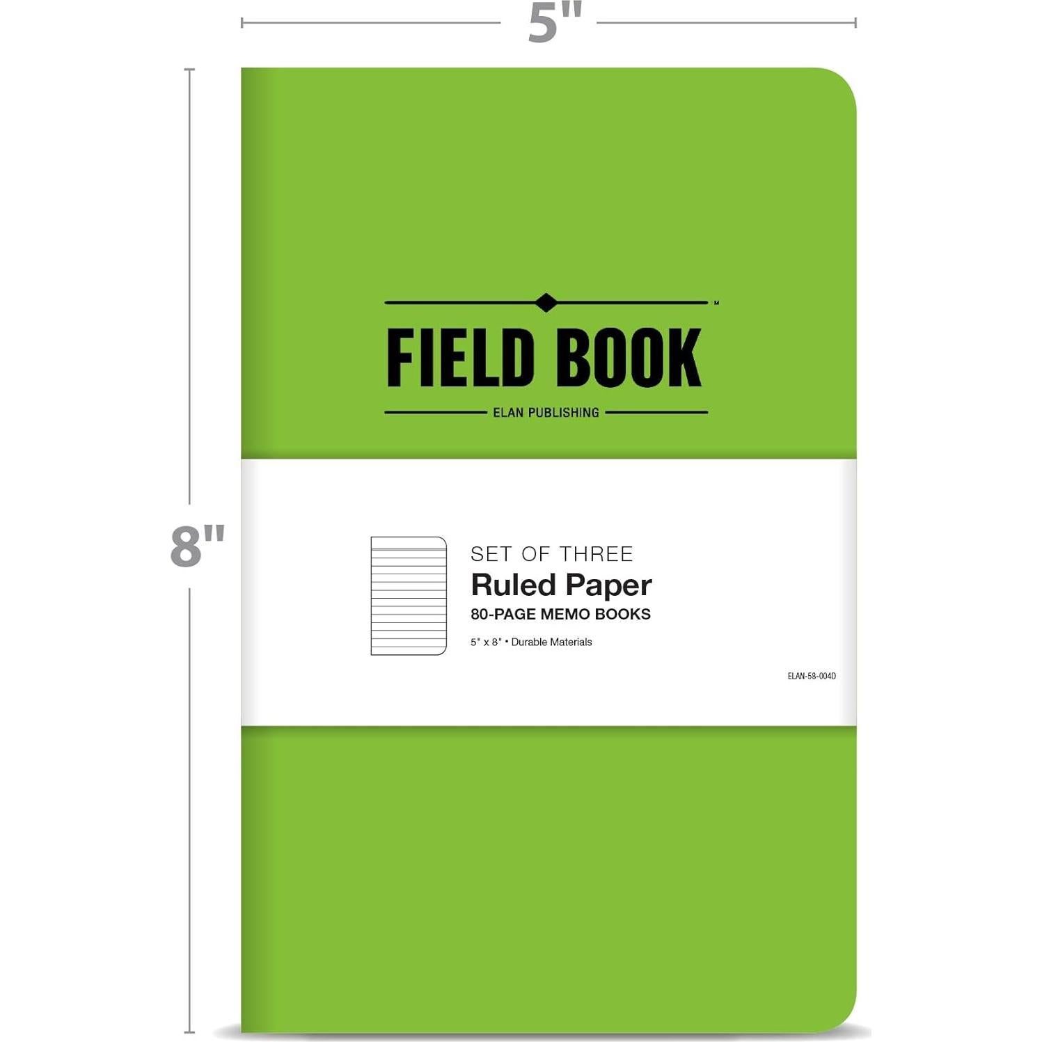 Cuaderno de Campo Indestructible Elan Publishing 5x8 Verde - Paquete de 3