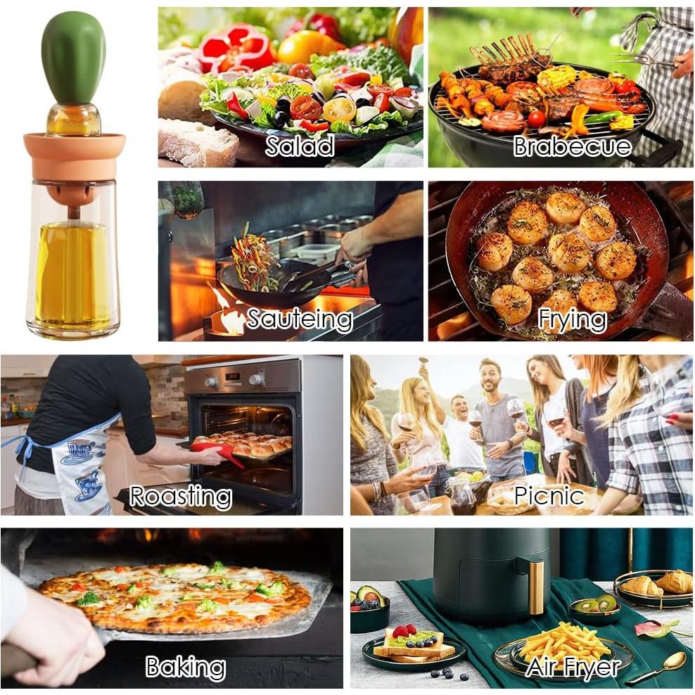 Dispensador de Aceite TINMIX 180ml con Brocha de Silicona Gris