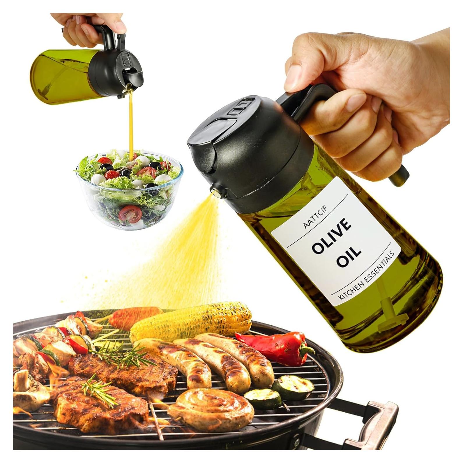 Botella Dispensadora de Aceite AATTCIF 16oz Verde Oscuro 2 en 1